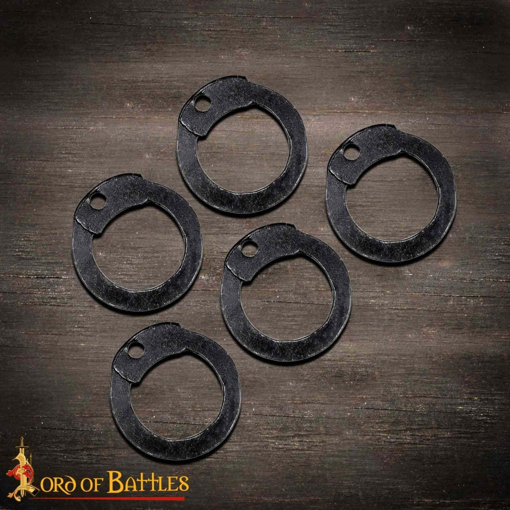 Imagen única de: Anillas Sueltas de Acero Dulce Ennegrecido, Anillas Planas con Remaches de Cúpula, 9 Mm Calibre 17, Artesanía y Reparación de Armaduras de Cota de Malla