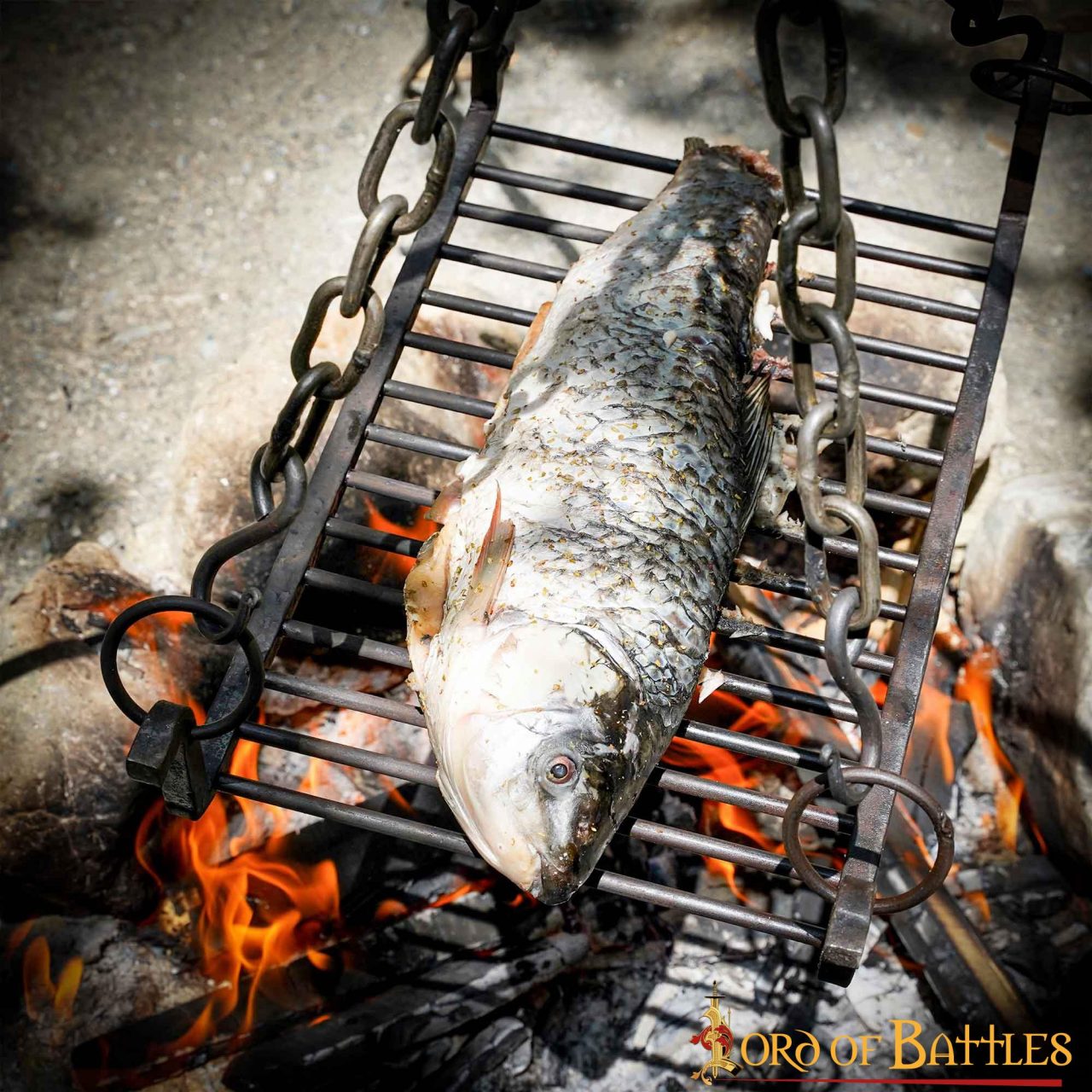 Parrilla de hierro forjada a mano 38 x 25 cm para camping - imagen 10