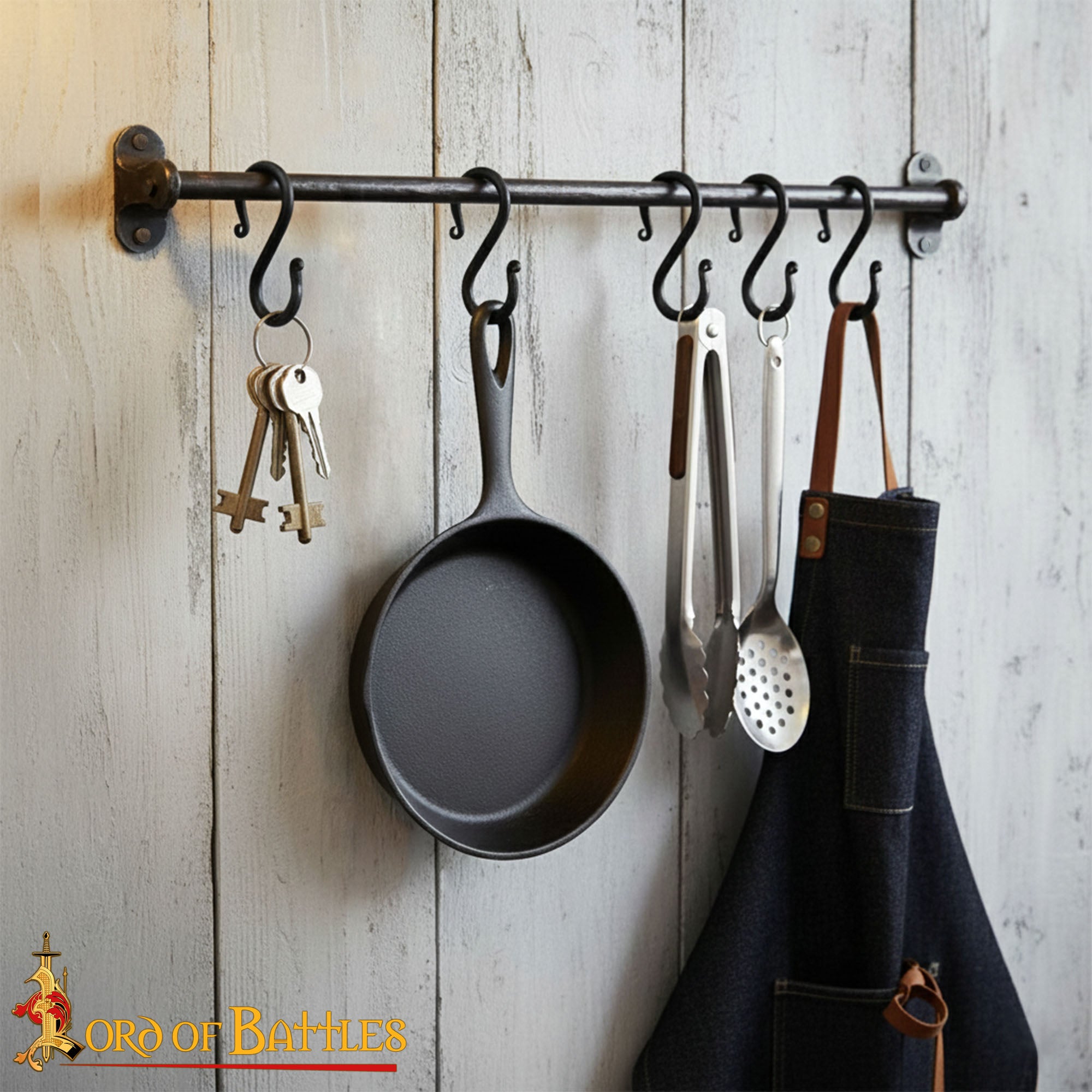 Conjunto de 5 ganchos en S forjados a mano de hierro para cocina y camping - imagen 9