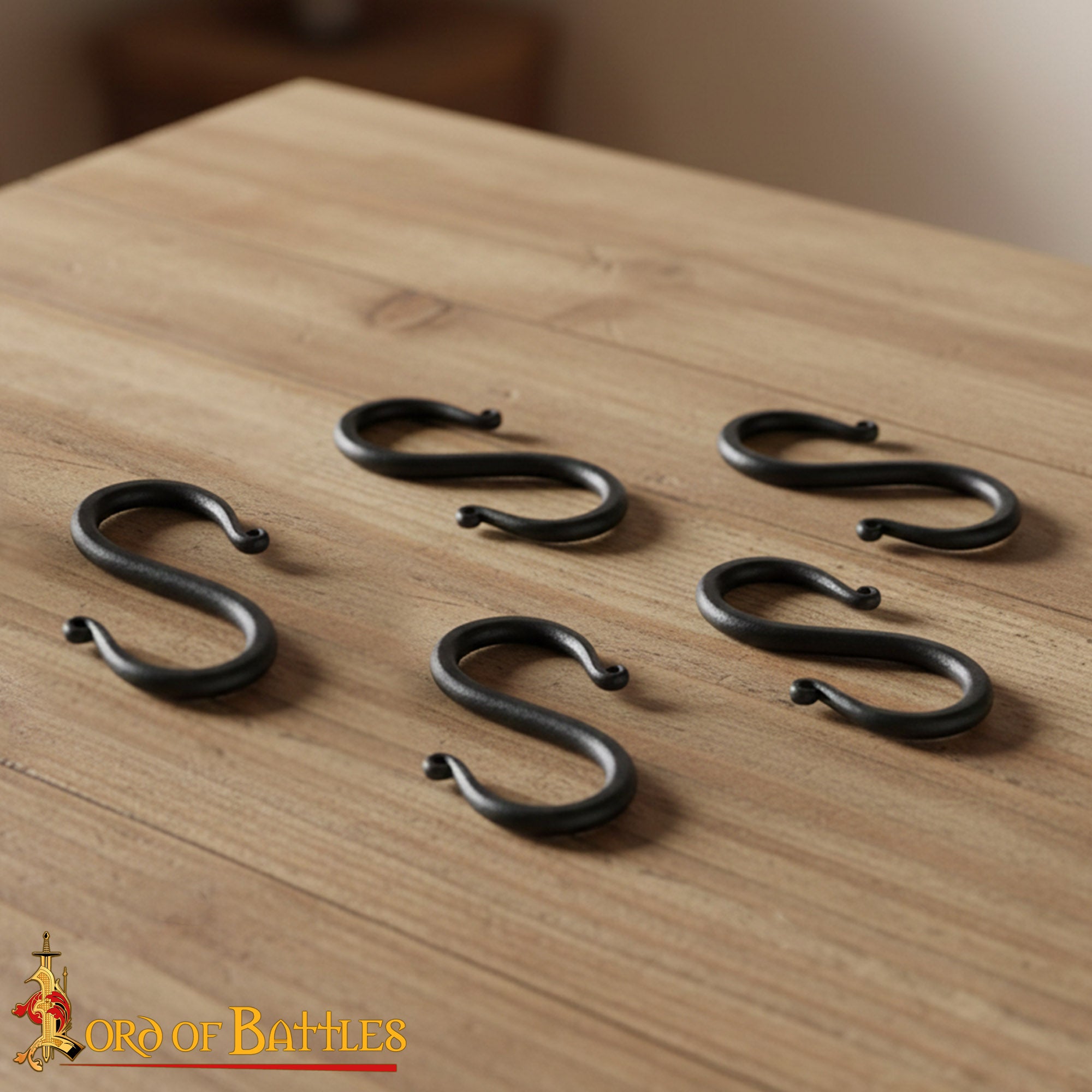 Conjunto de 5 ganchos en S forjados a mano de hierro para cocina y camping - imagen 10