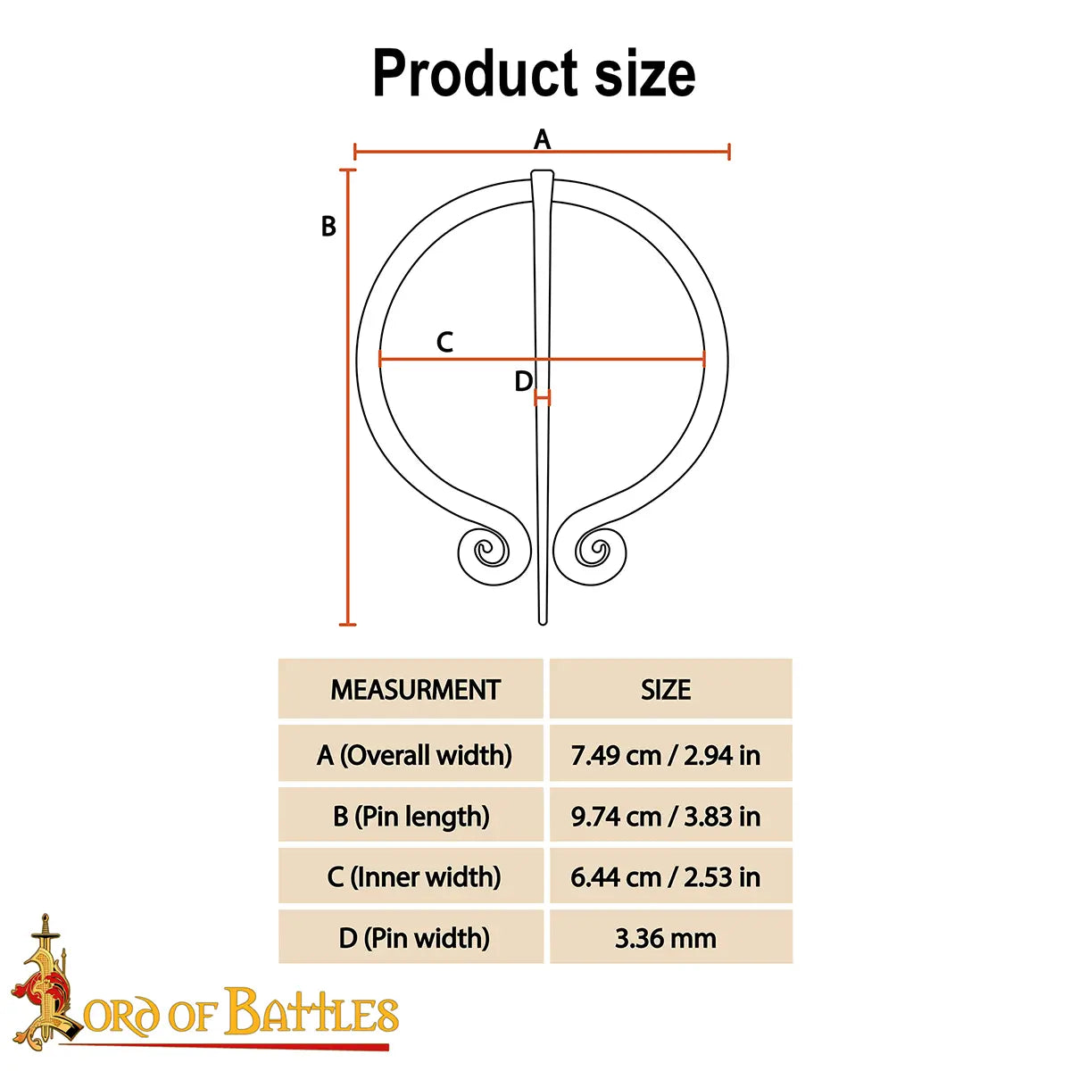 Broche penannular vikingo forjado a mano en hierro para manto medieval - imagen 7