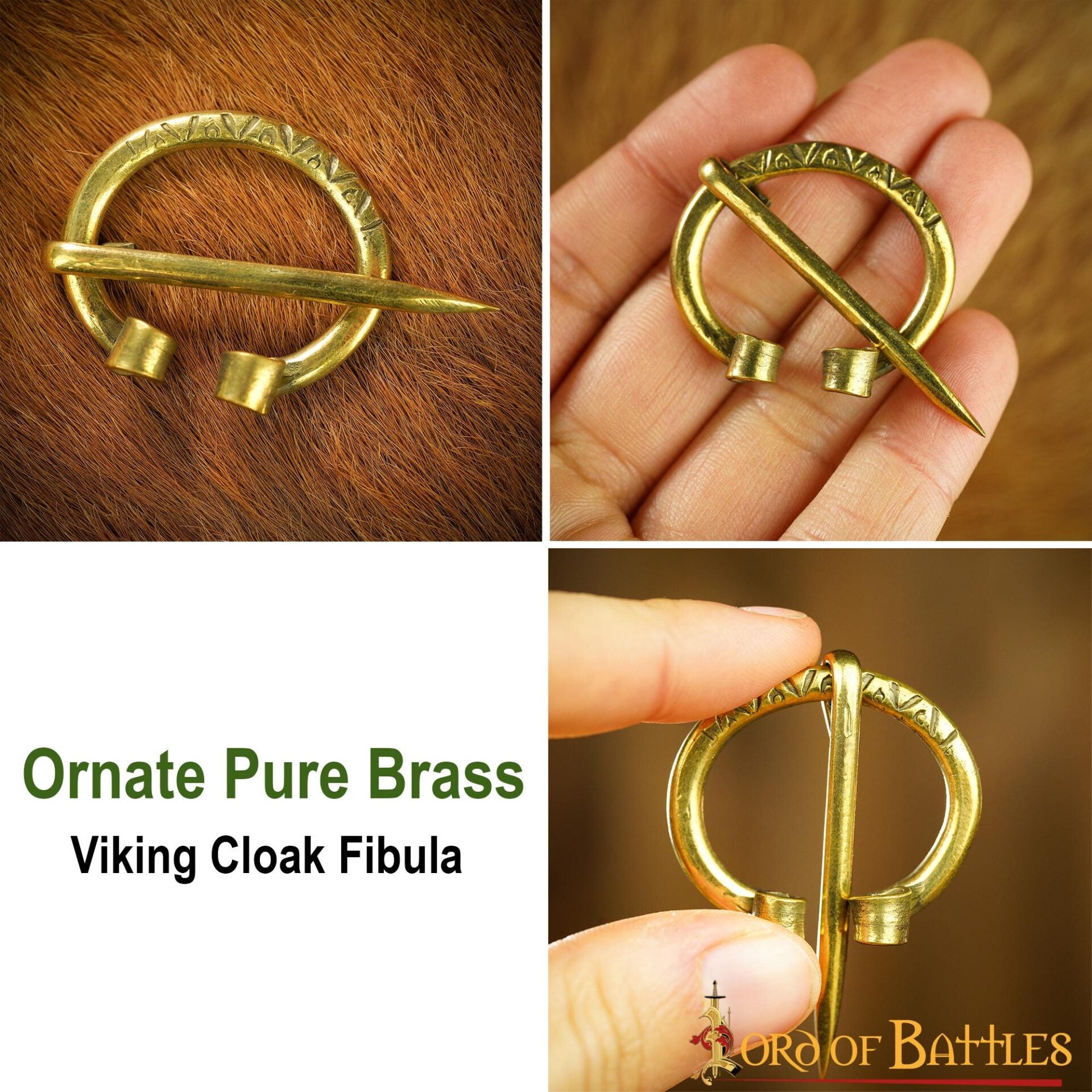 Broche penannular de latón para capa - estilos medievales - imagen 11