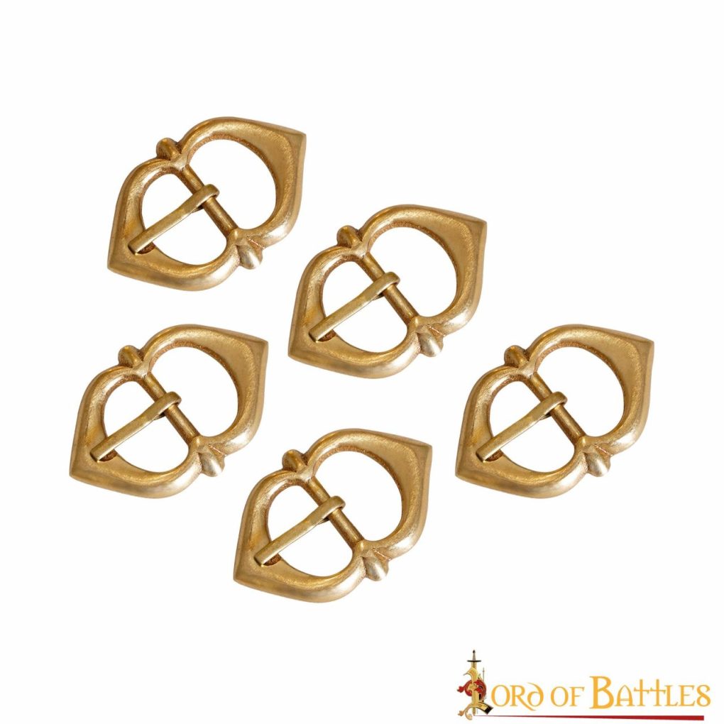 Juego de 5 Hebillas de Latón para Cinturón — Diseño Diamante Medieval - imagen 8