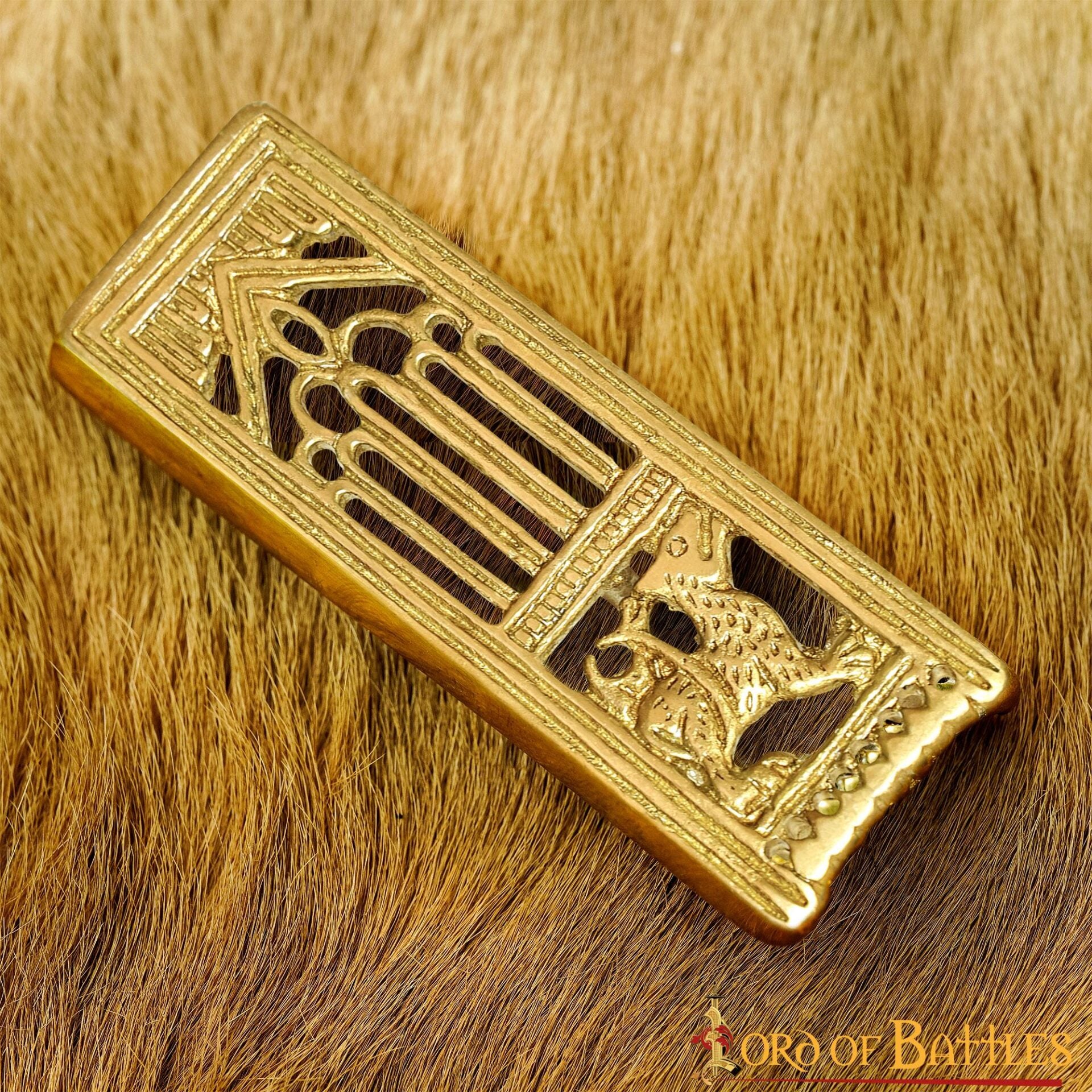 Remate de cinturón con león en latón macizo - imagen 9
