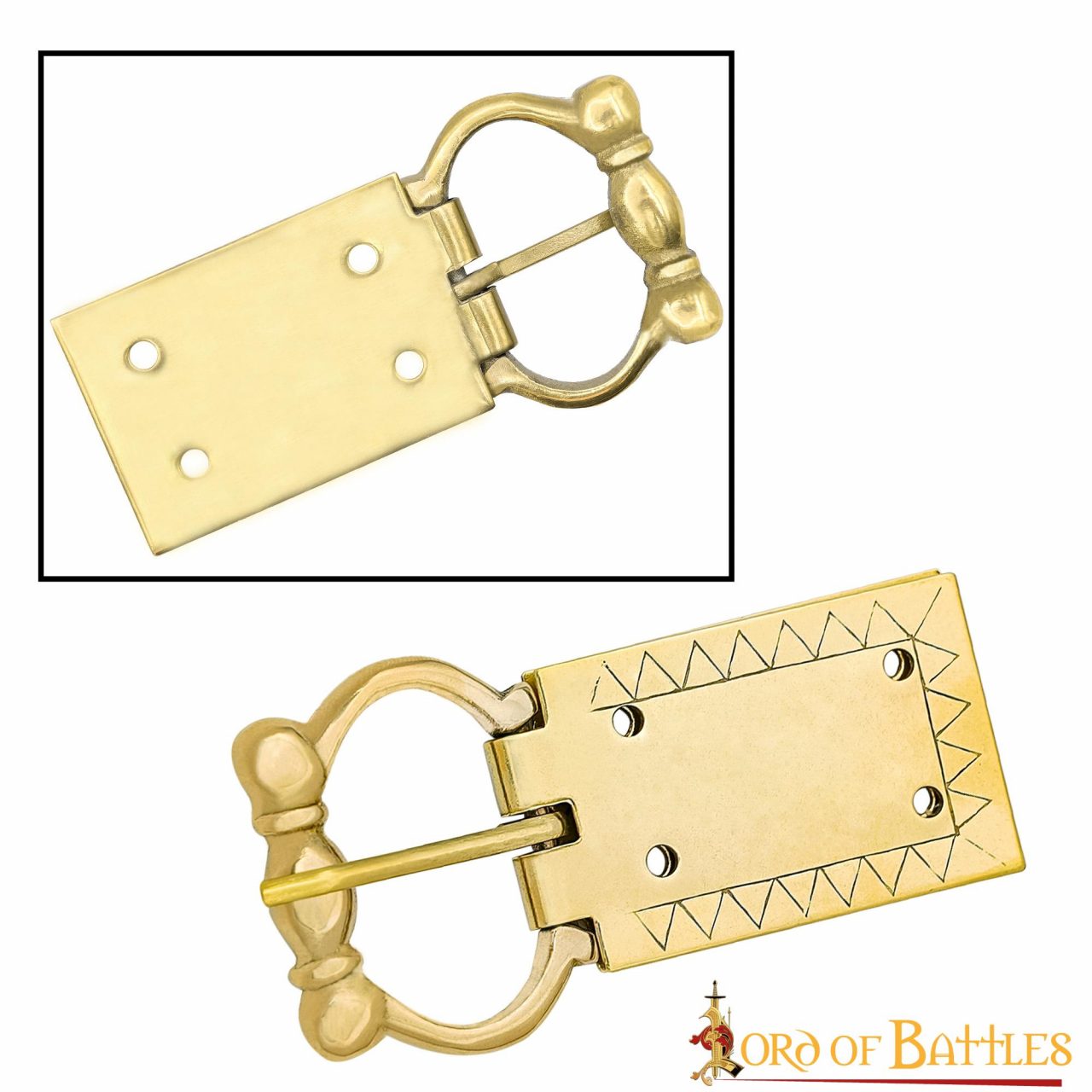 Hebilla medieval de latón macizo para cinturón - imagen 2