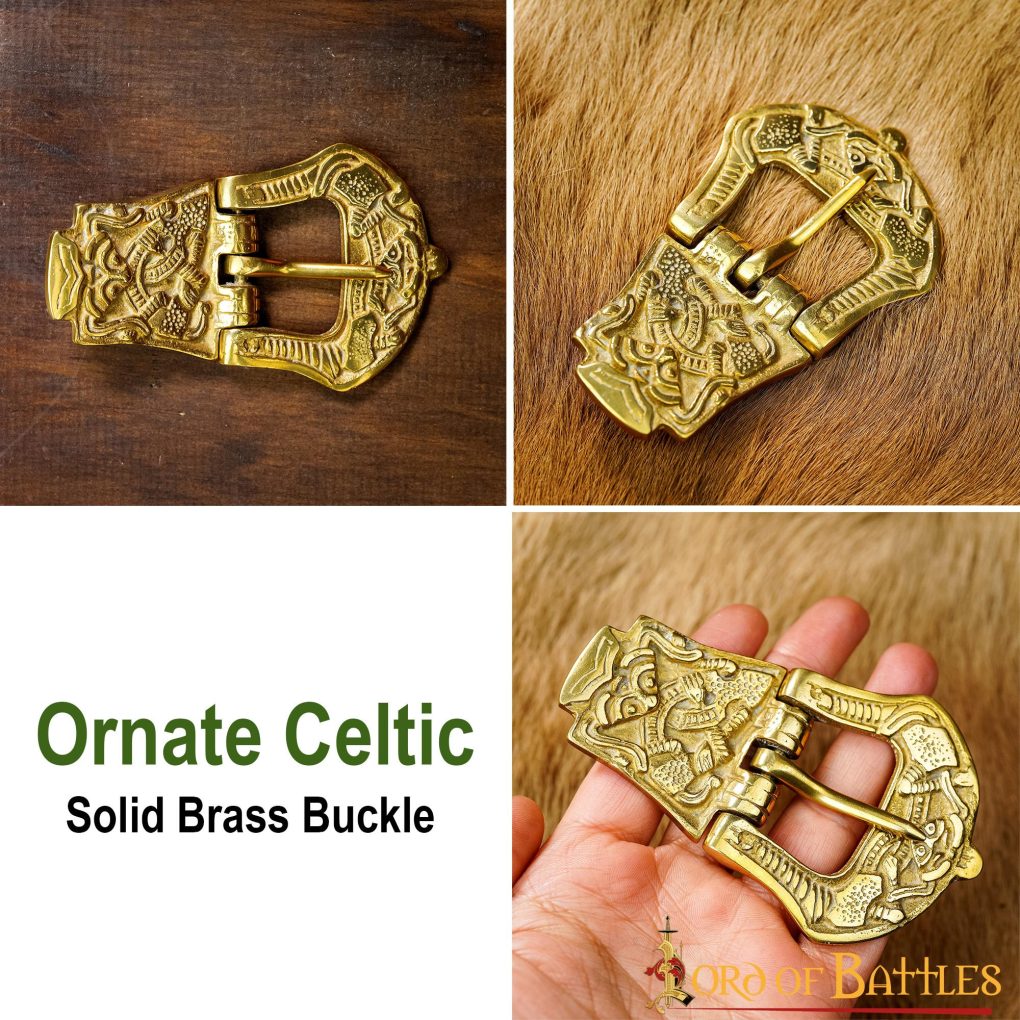 Imagen única de: Hebilla de Cinturón Vikinga Diseño Celta Latón Puro Accesorio para Cinturón