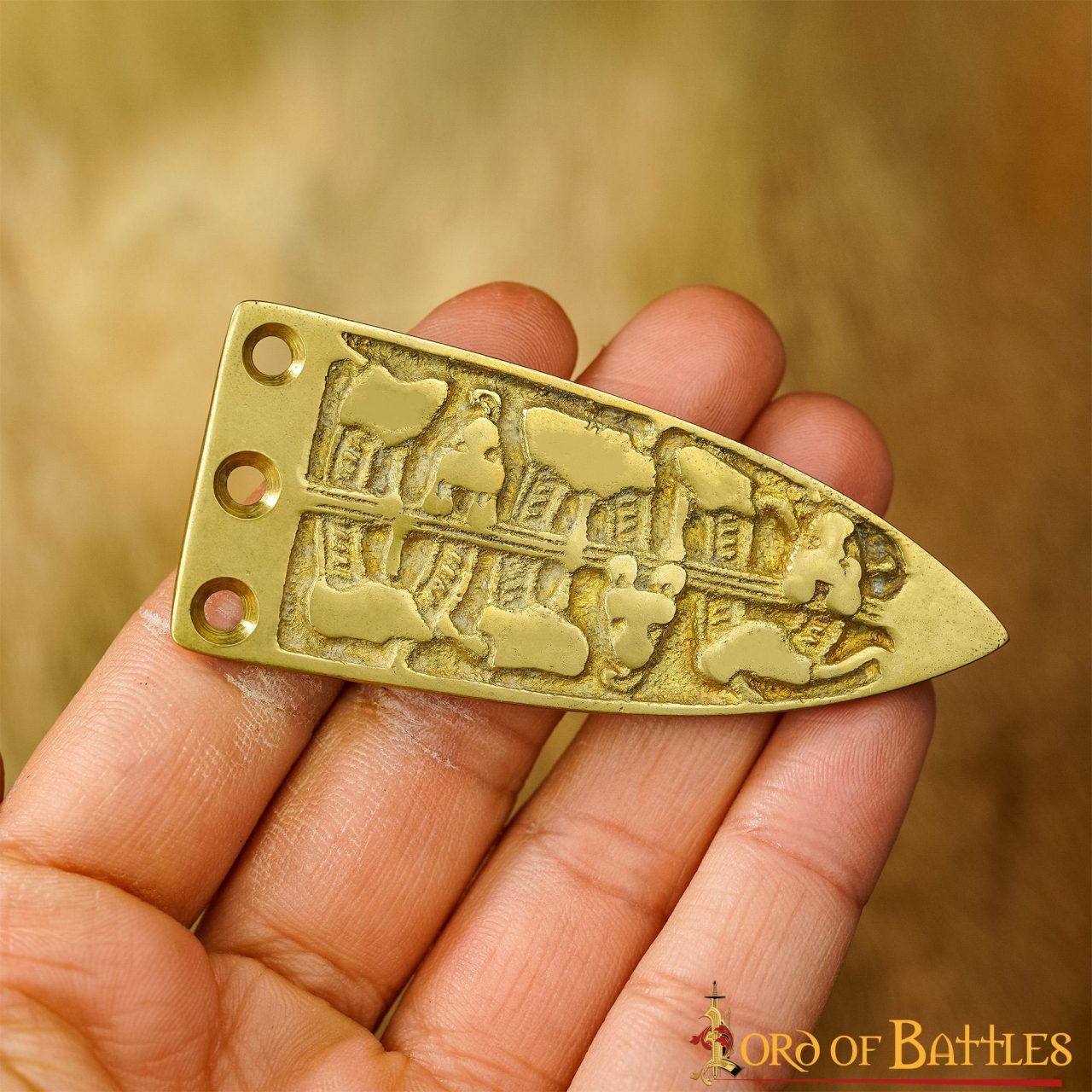 Imagen única de: Serpiente Vikinga Grabada Cinturón Medieval Chape Puro Latón Macizo Accesorio