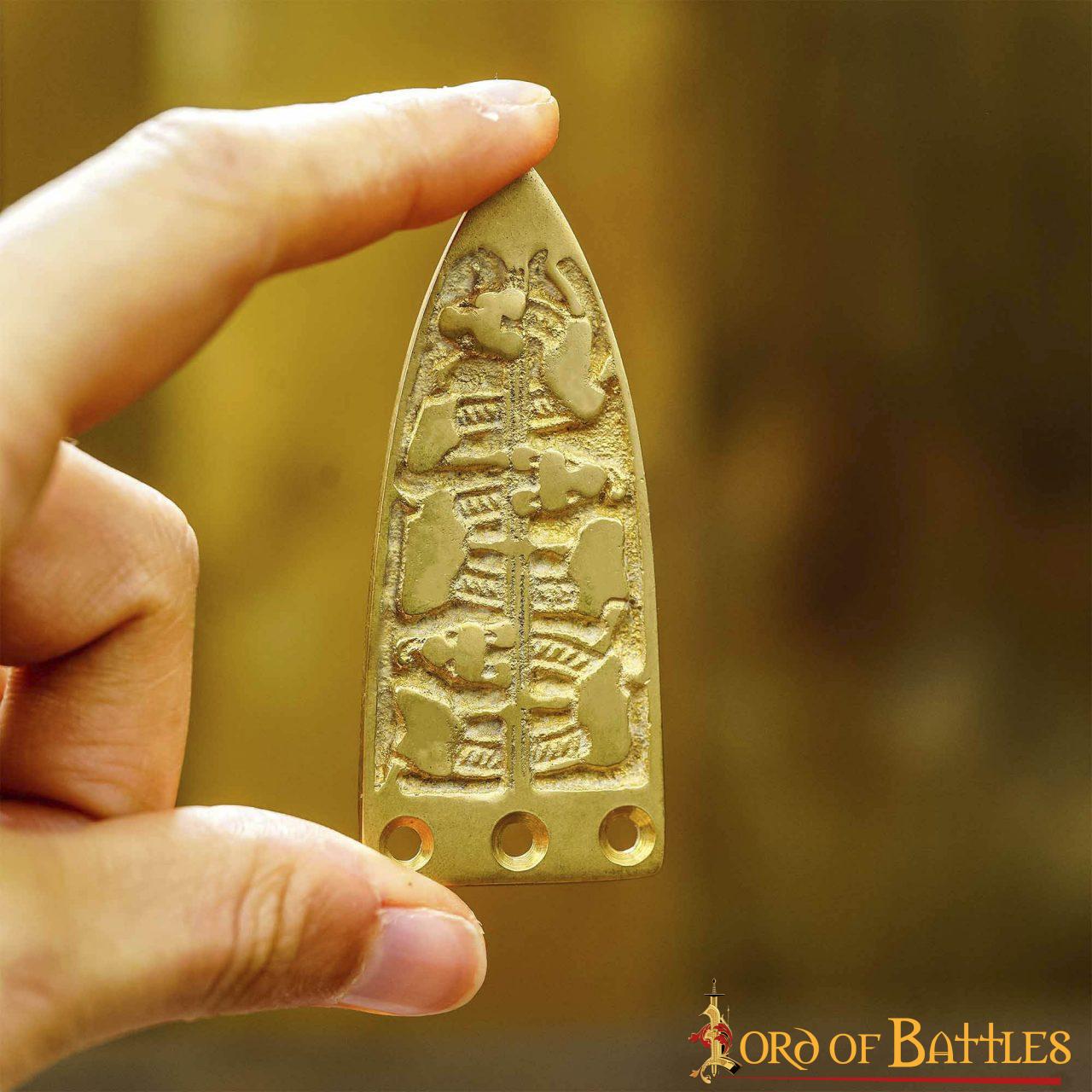 Imagen única de: Serpiente Vikinga Grabada Cinturón Medieval Chape Puro Latón Macizo Accesorio