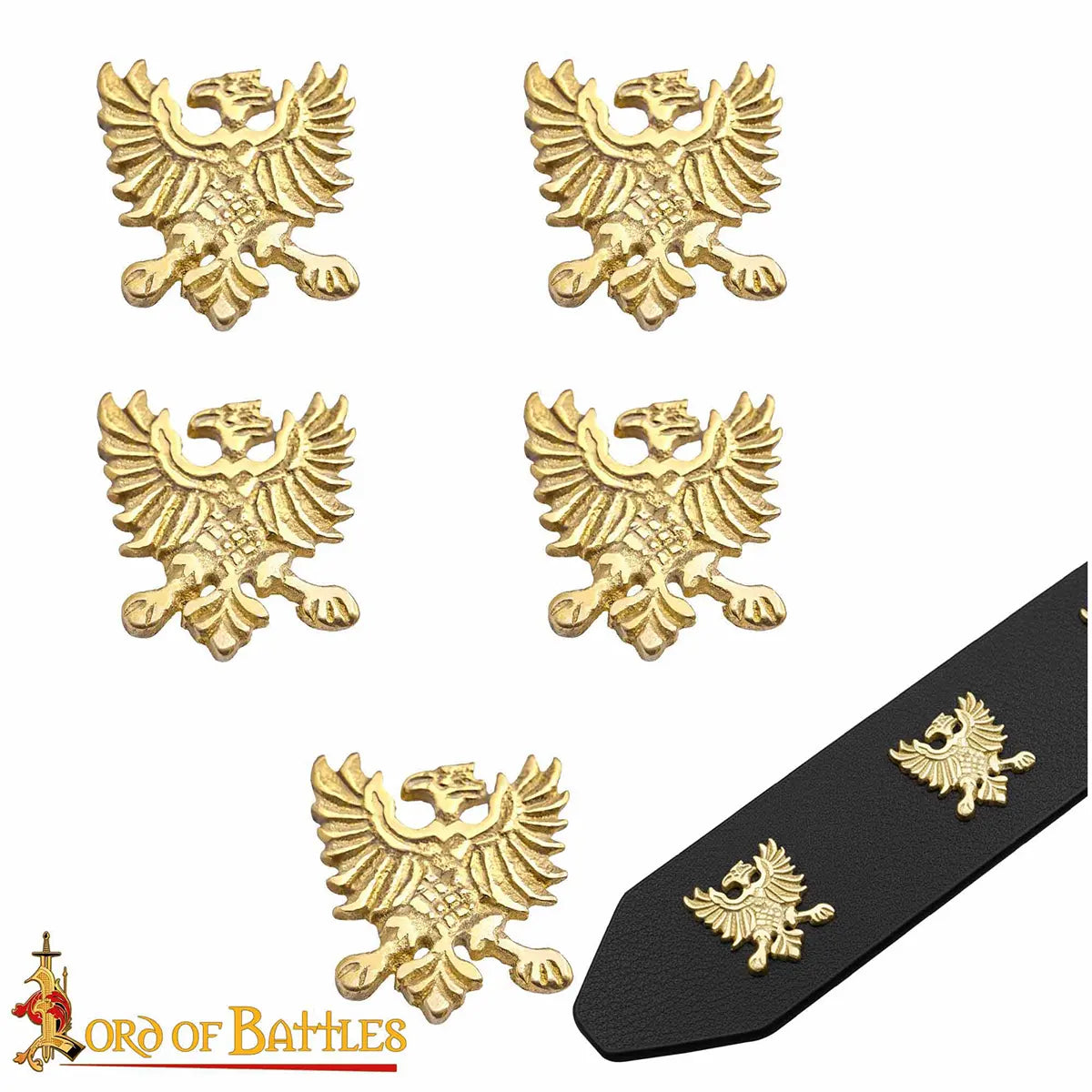 Conchos de cinturón águila heráldica en latón macizo, set de 5 - imagen 2