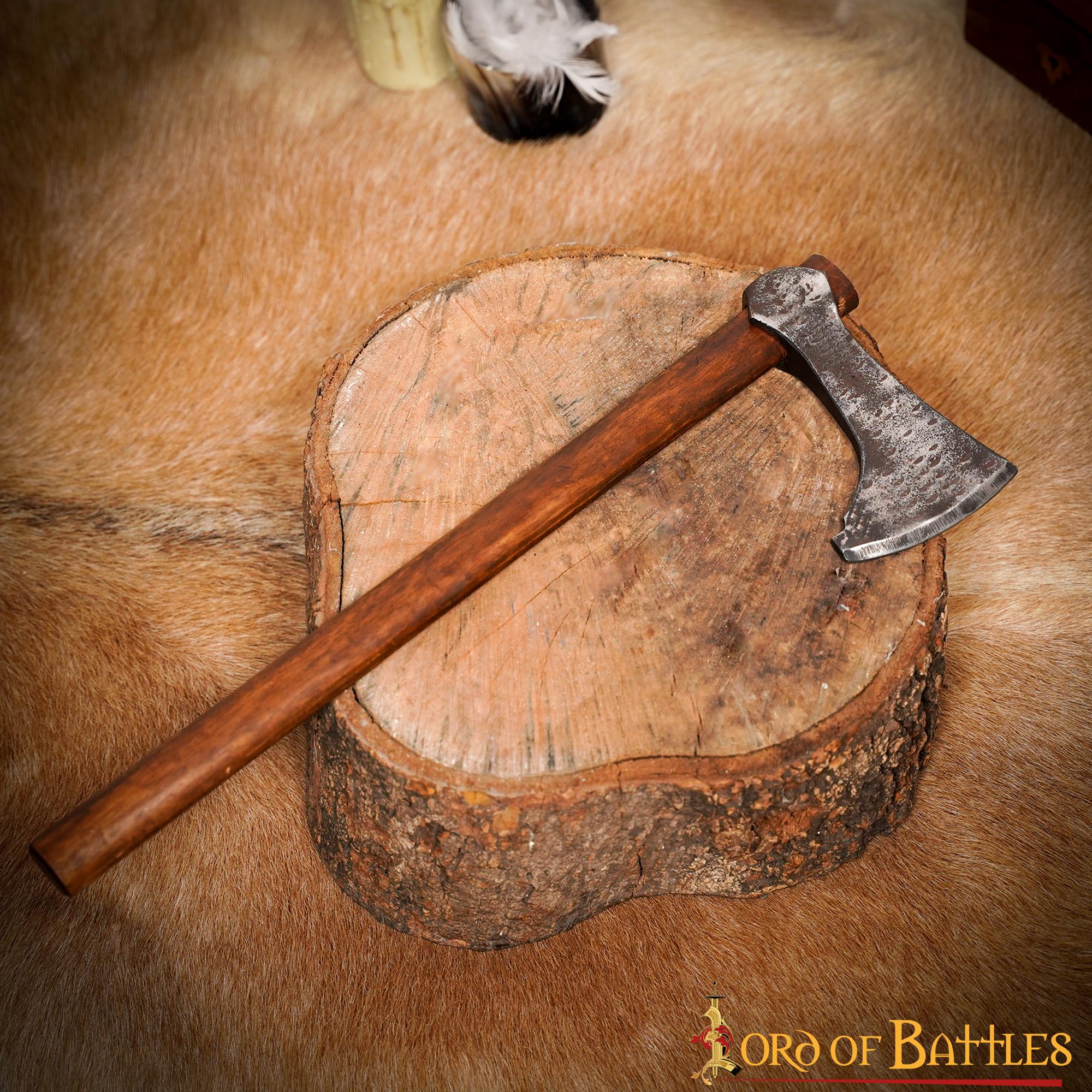 Hacha vikinga forjada a mano con cabeza de acero al carbono y mango de madera - imagen 14