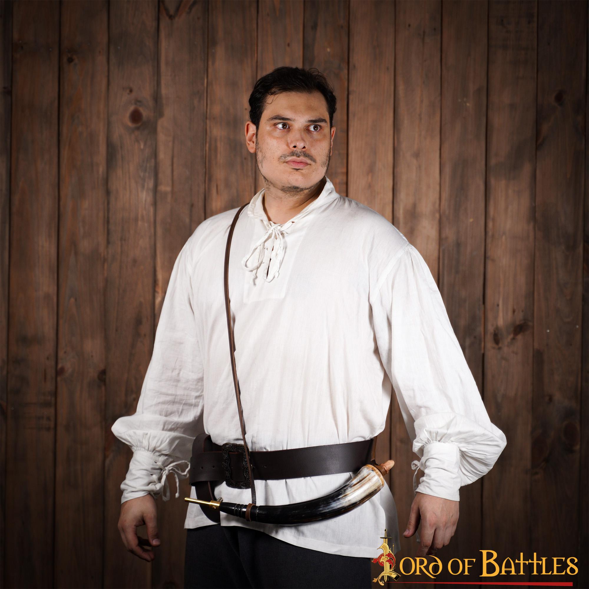 Imagen única de: Cuerno de pólvora vikingo medieval, auténtico y funcional - Con Defecto