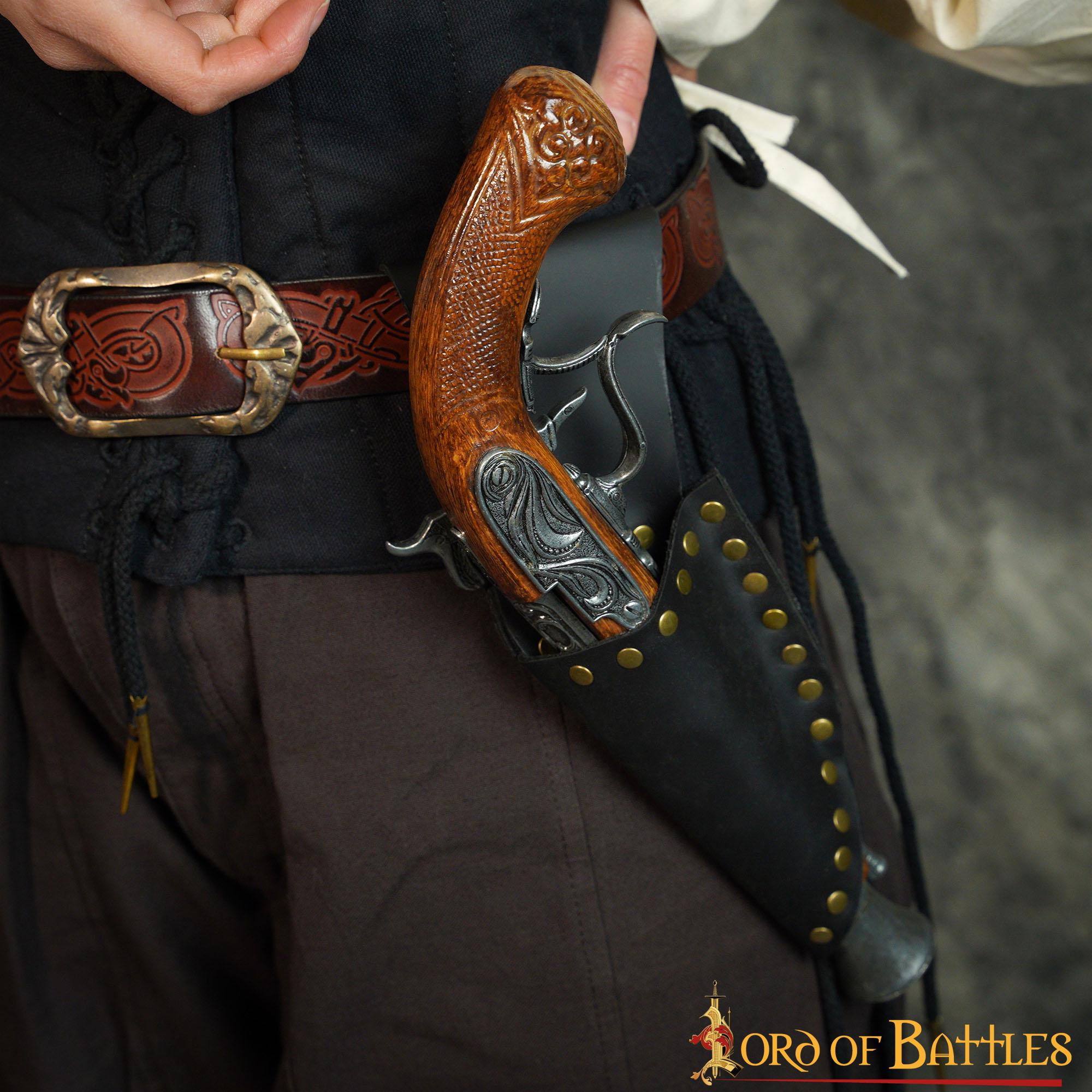 Imagen única de: Funda de pistola de cuero para cinturón – Pistolera pirata para cosplay