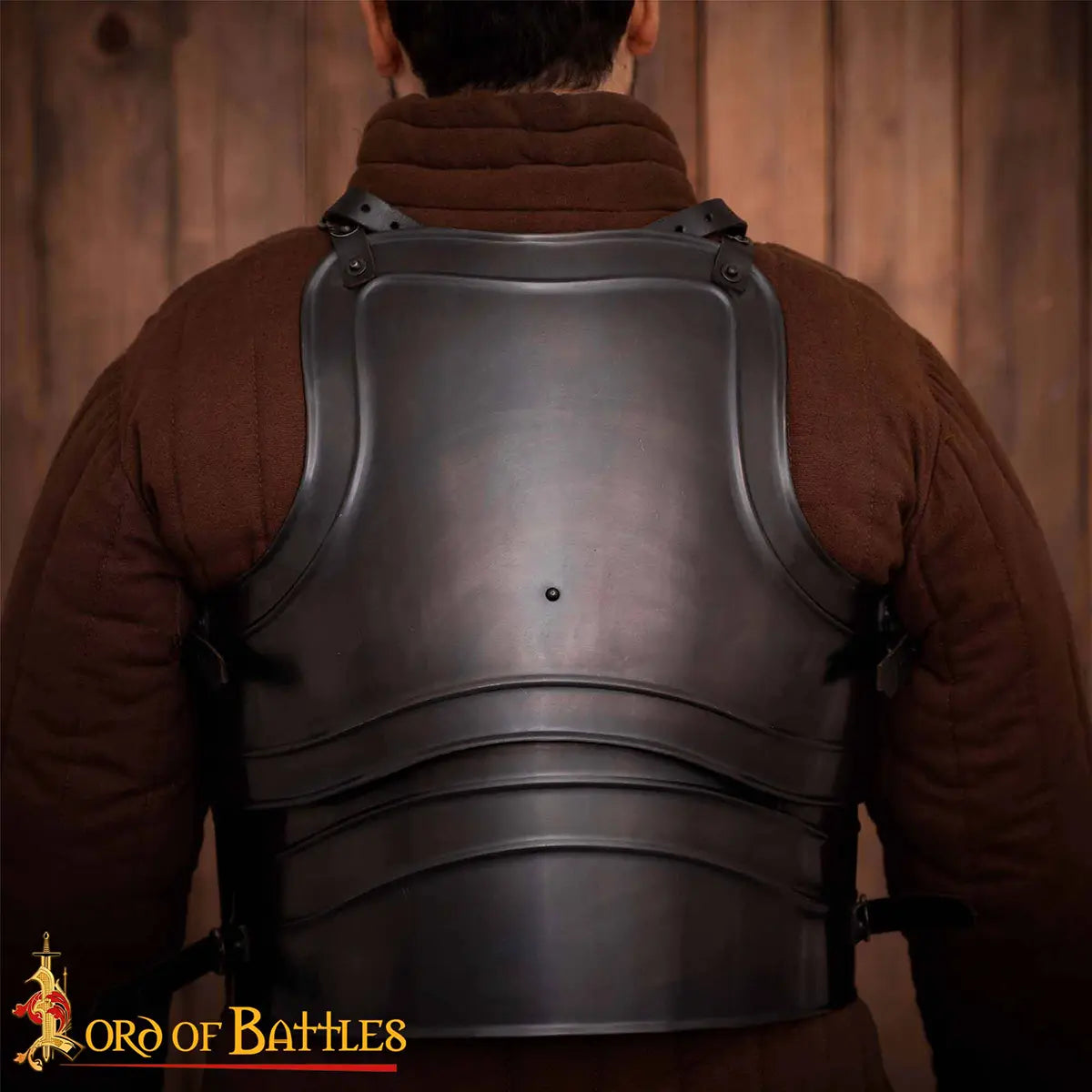 Imagen única de: Coraza medieval de acero pulido — cuatro placas para LARP