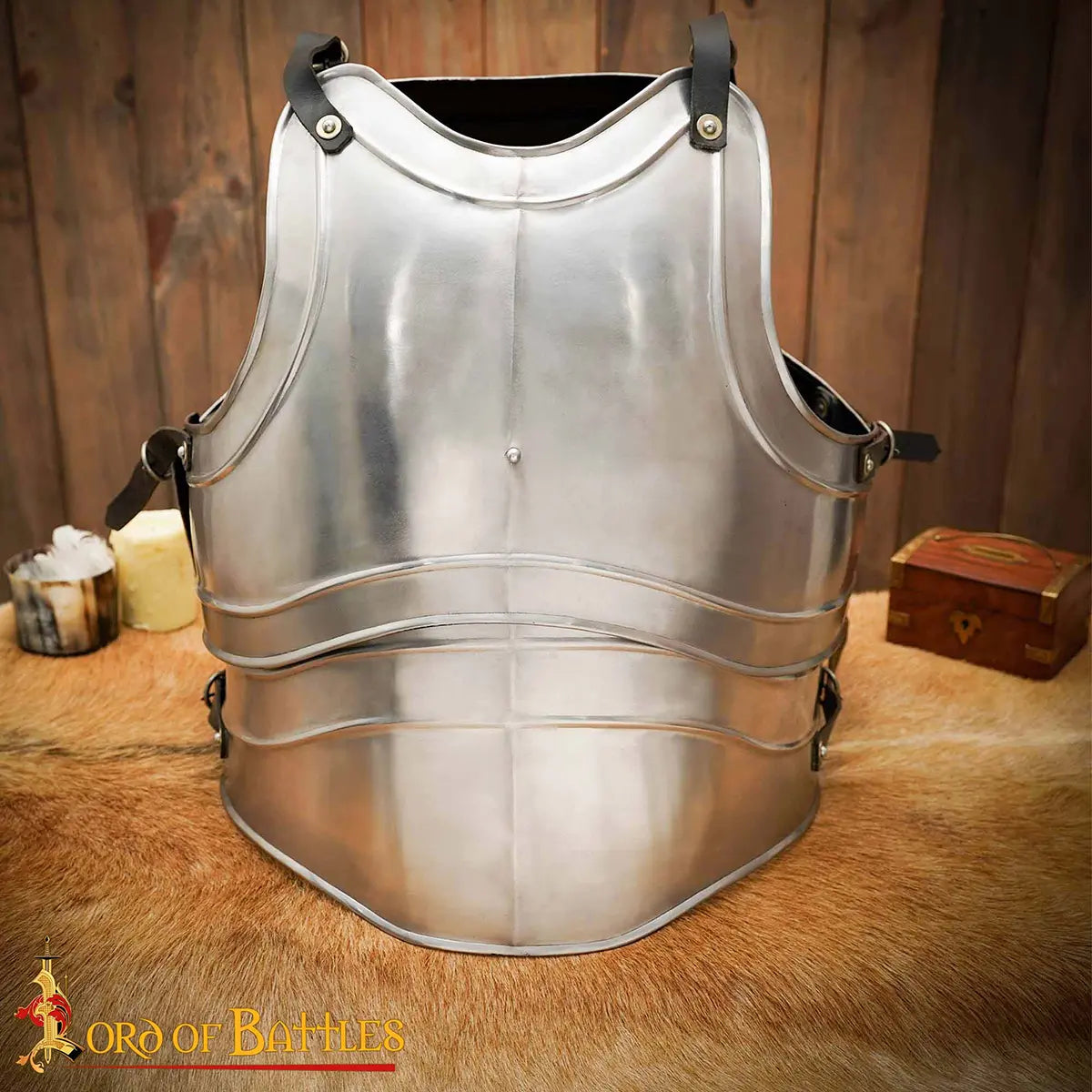 Coraza medieval de acero pulido para LARP — Tallas M/L/XL