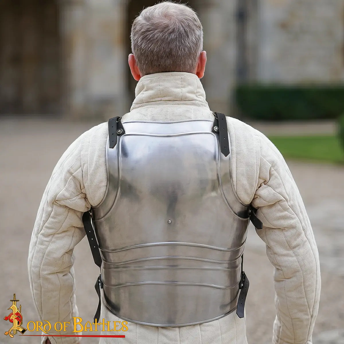 Imagen única de: Coraza medieval de acero pulido — cuatro placas para LARP