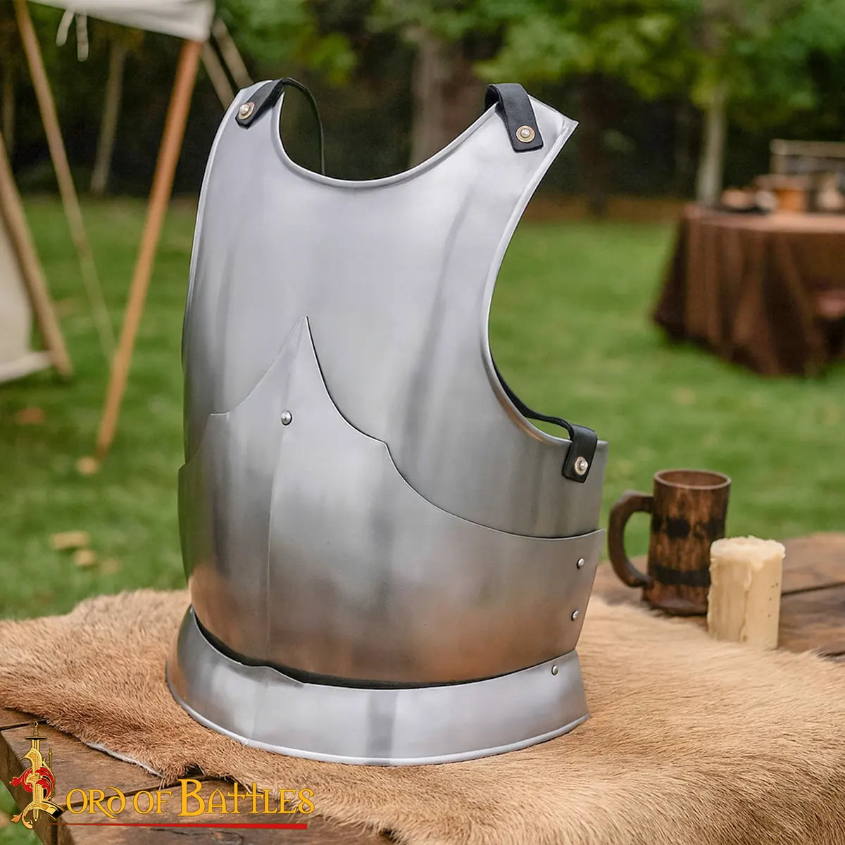 Coraza gótica medieval en acero con correas de cuero - imagen 4