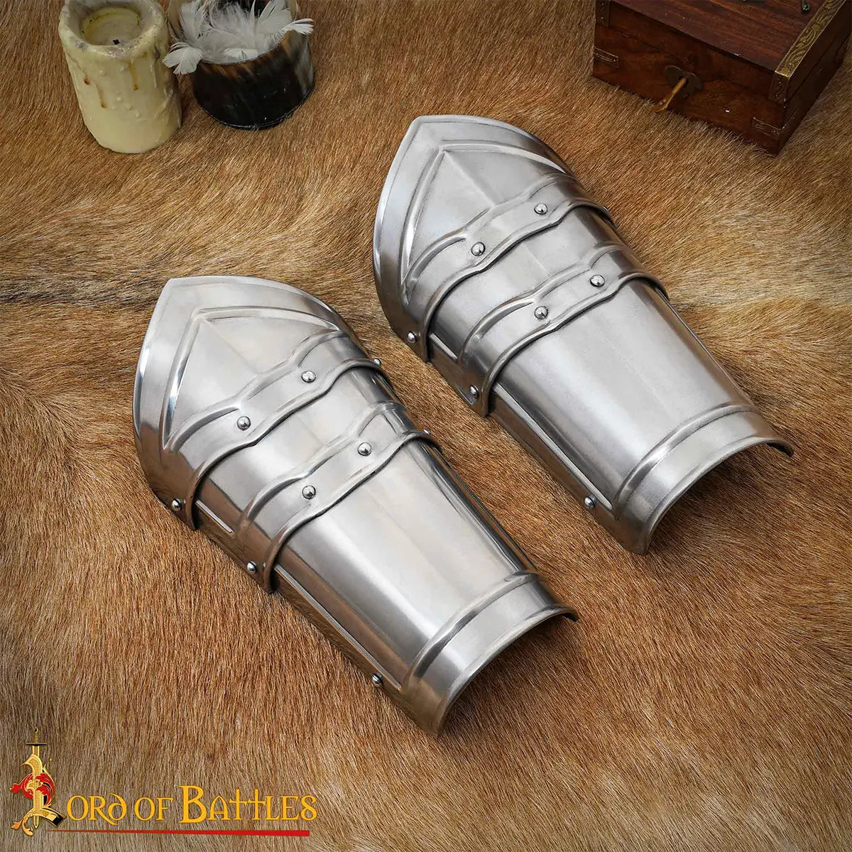 Brazales de acero medieval para LARP - imagen 11