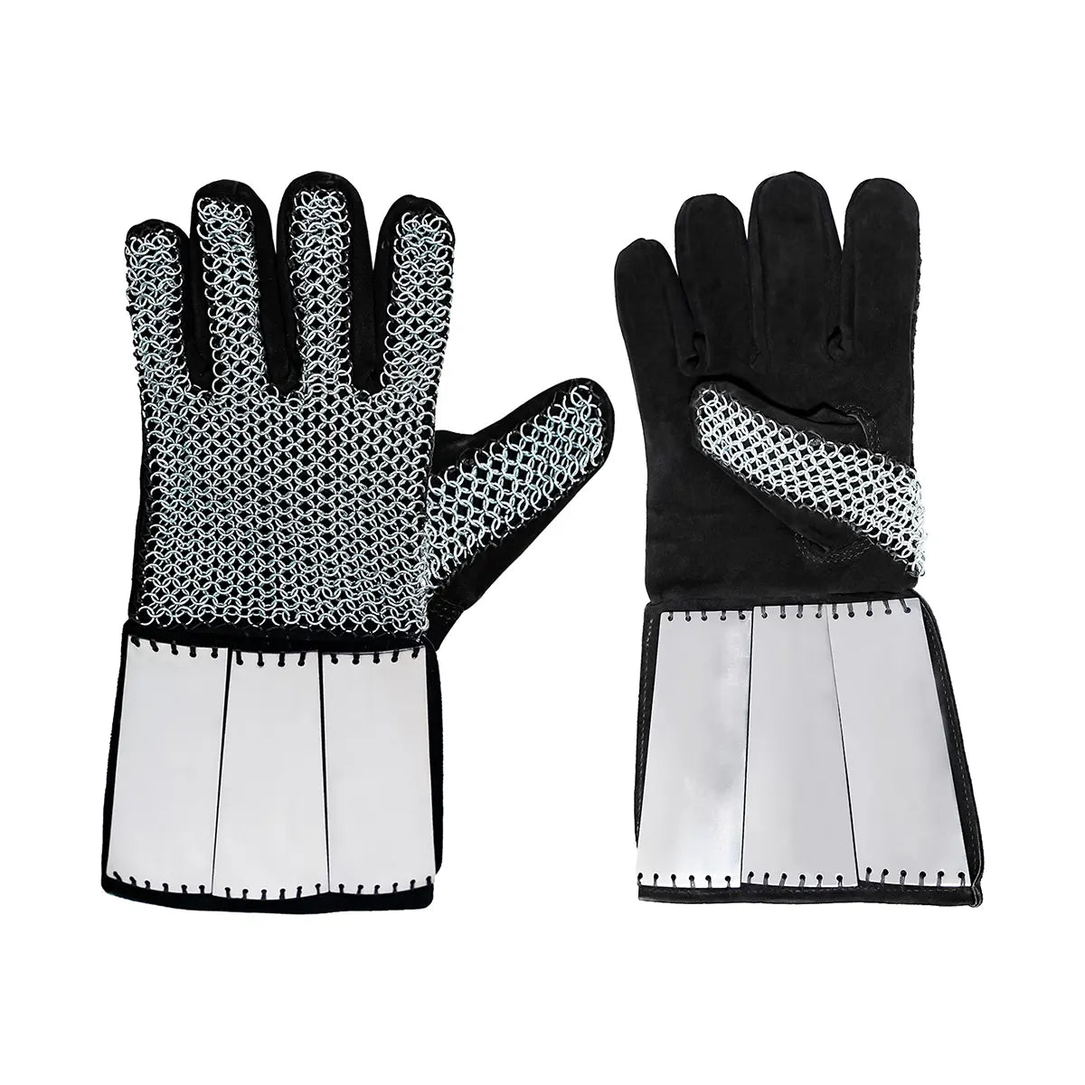 Imagen única de: Guanteletes de malla 6 mm con brazales de acero y guantes interiores de ante