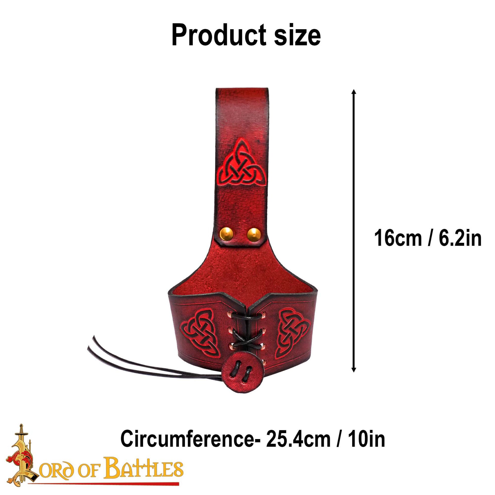 Funda para cuerno de cuero con nudo celta y remaches de latón (S, L) - imagen 40