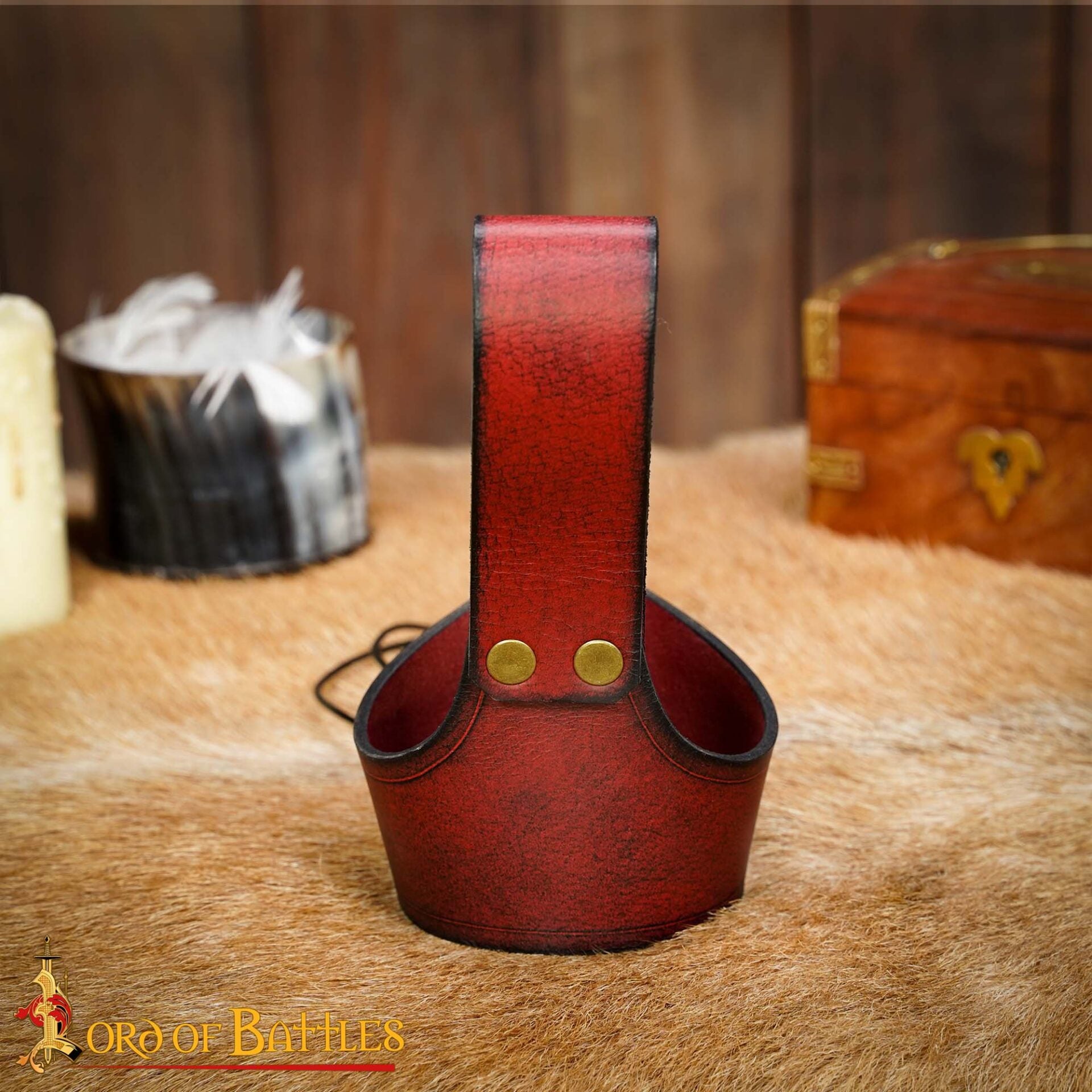 Funda para cuerno de cuero con nudo celta y remaches de latón (S, L) - imagen 55