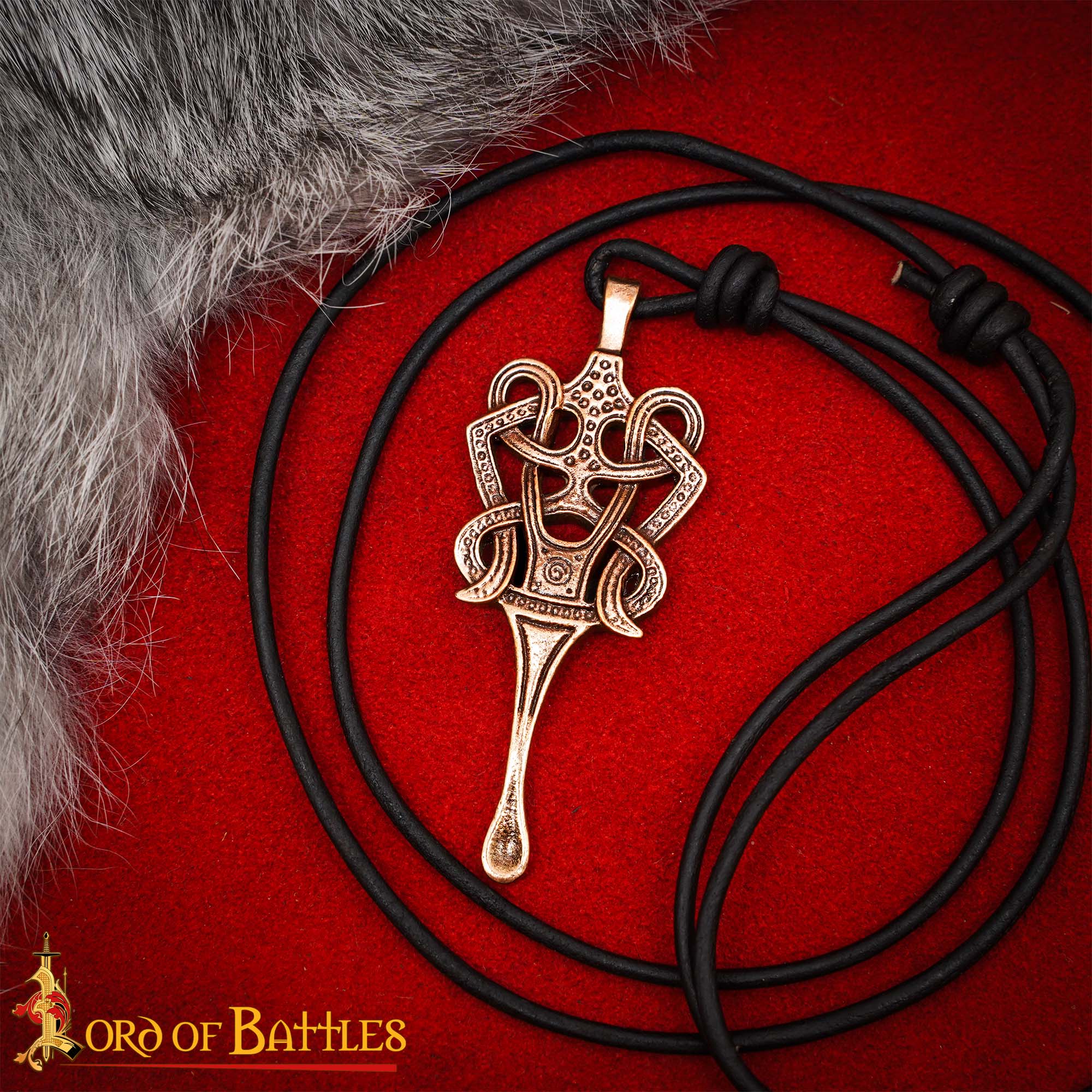 Colgante de bronce con nudo celta y cordón de cuero - imagen 5