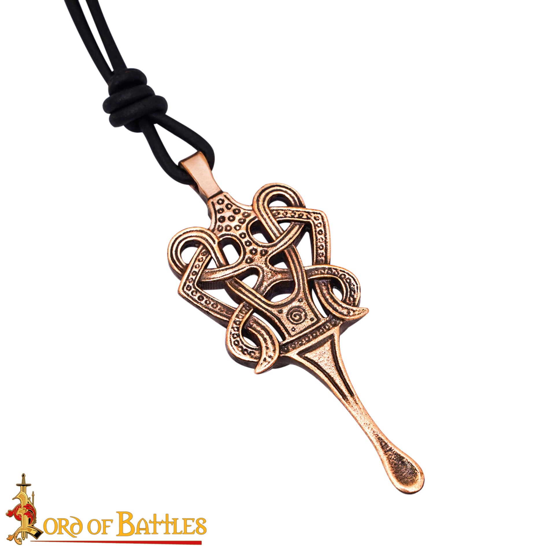 Colgante de bronce con nudo celta y cordón de cuero - imagen 17