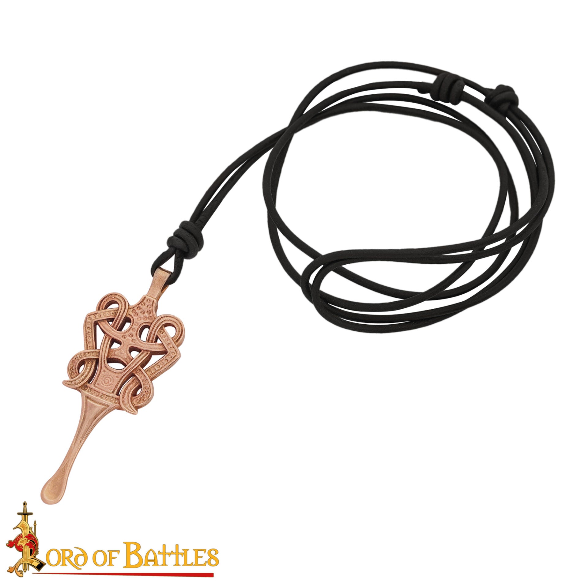 Colgante de bronce con nudo celta y cordón de cuero - imagen 19