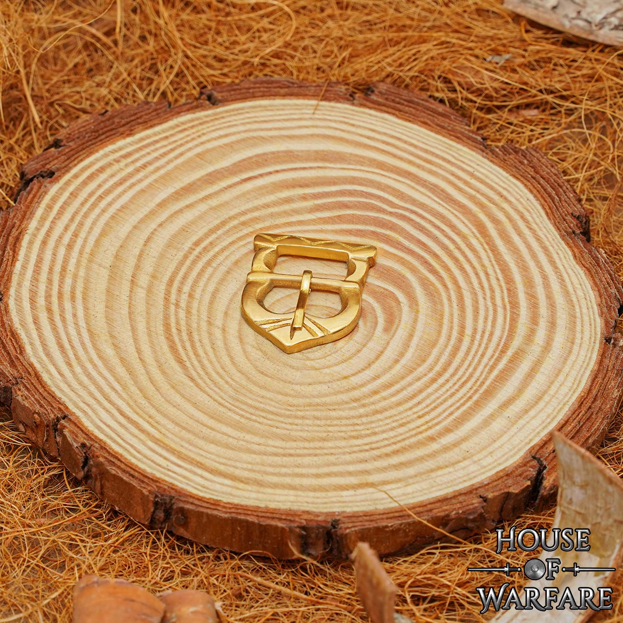 Imagen única de: Hebilla Medieval de Latón Macizo para Cinturón - Accesorio Histórico y de Vestuario Vikingo y Normando