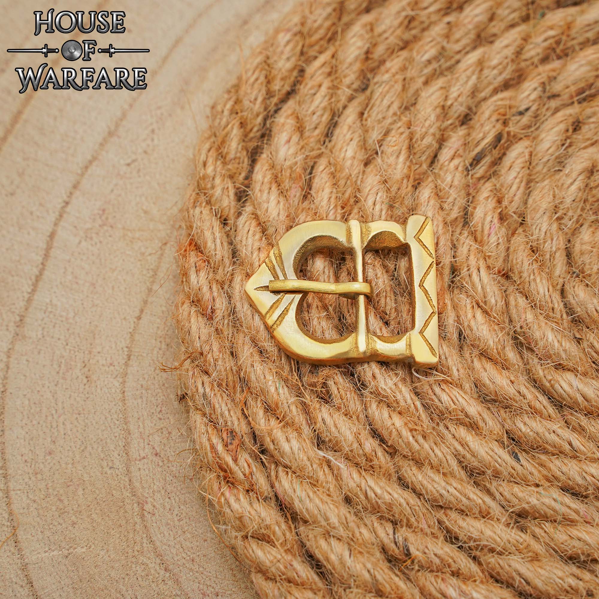 Imagen única de: Hebilla Medieval de Latón Macizo para Cinturón - Accesorio Histórico y de Vestuario Vikingo y Normando