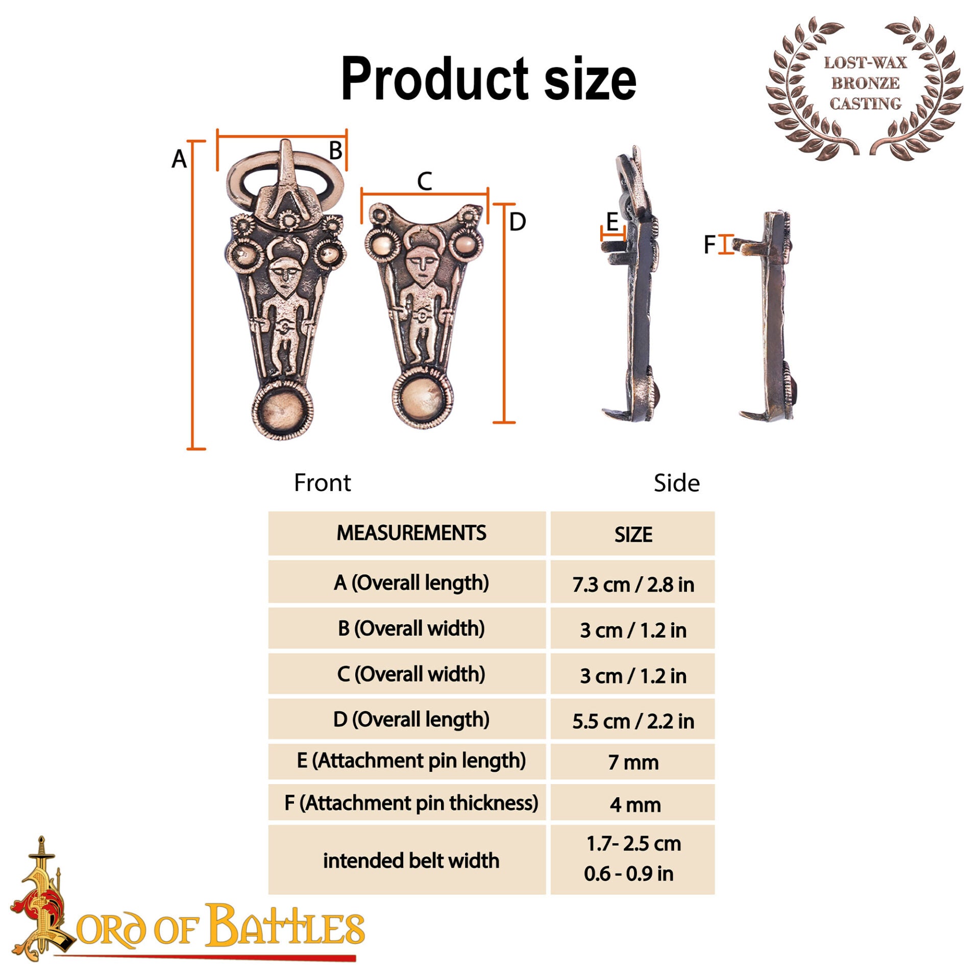 Set de herrajes de cinturón medieval en bronce (1,7–2,5 cm) - imagen 6