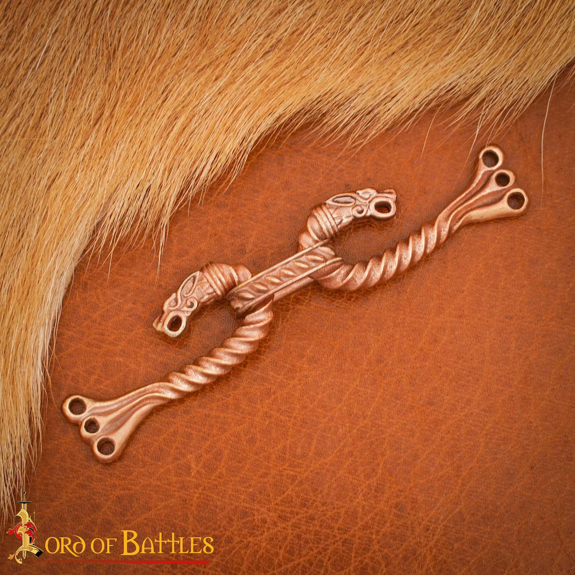Broche vikingo de bronce para capa con cabezas de animal - cera perdida - imagen 91
