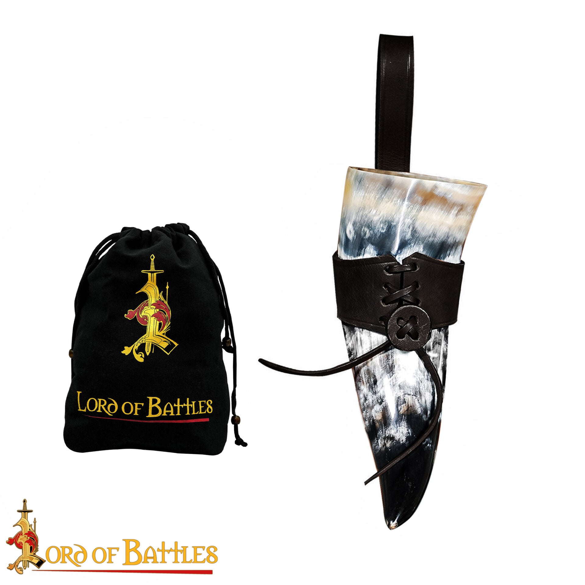 Cuerno de beber vikingo con funda de cuero - imagen 16