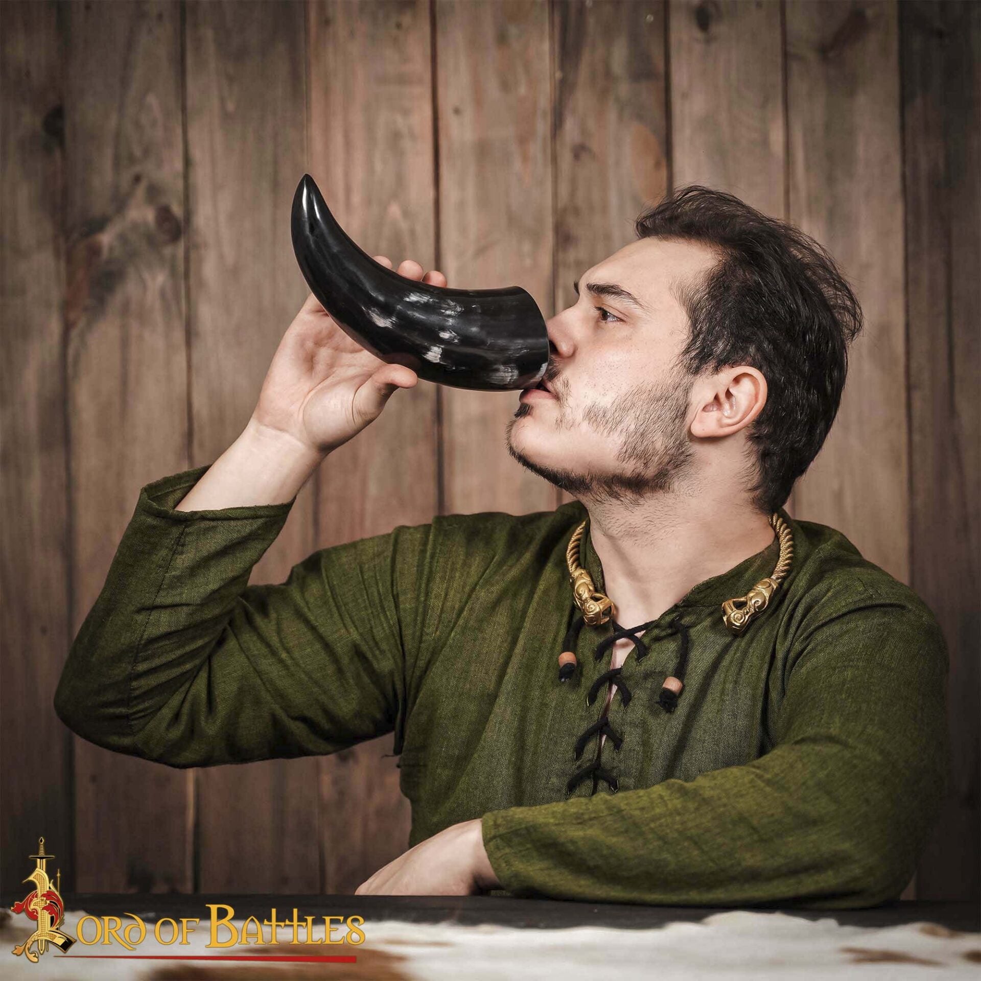Cuerno de beber vikingo con funda de cuero - imagen 7