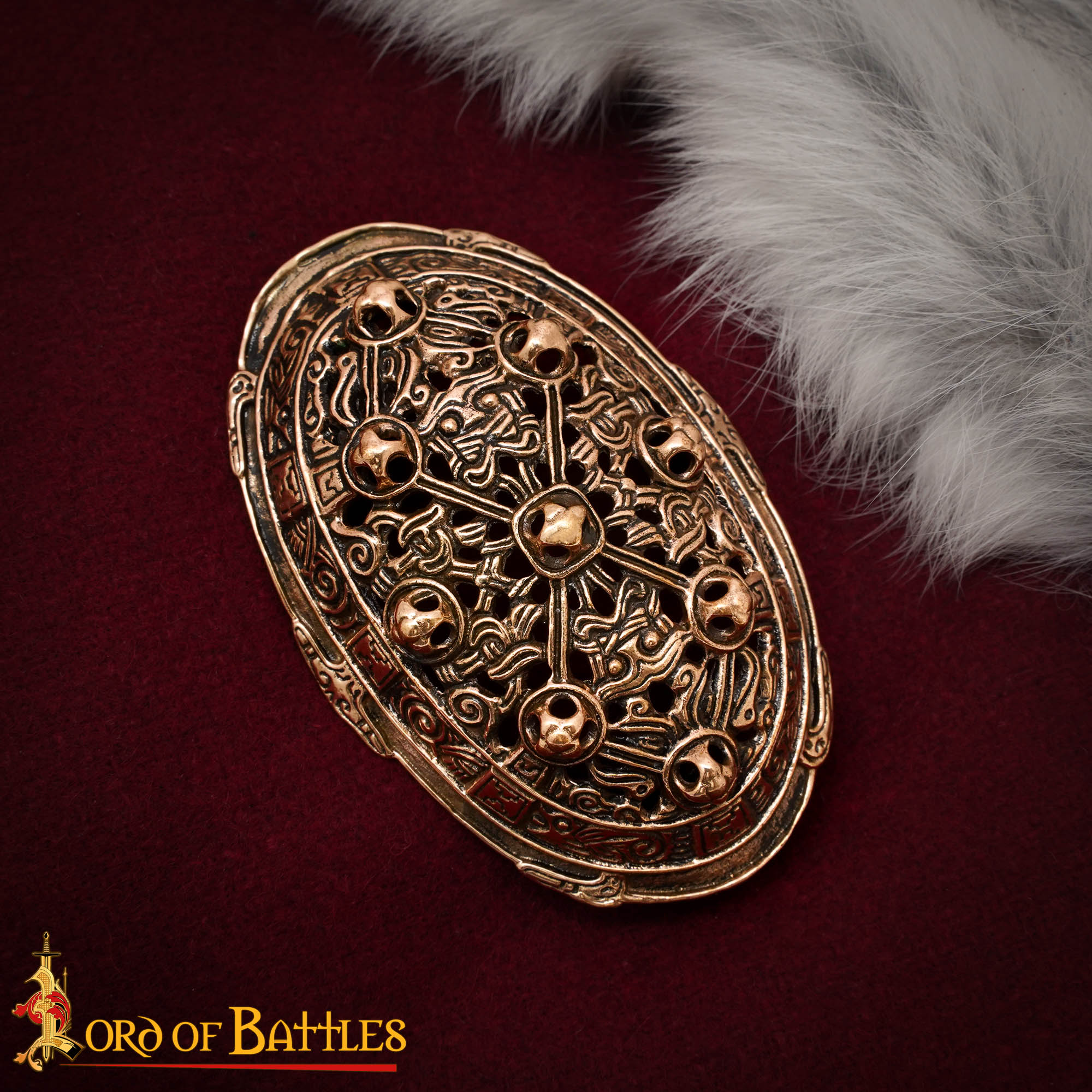 Fíbula oval vikinga en bronce (cera perdida) — réplica siglo IX - imagen 9
