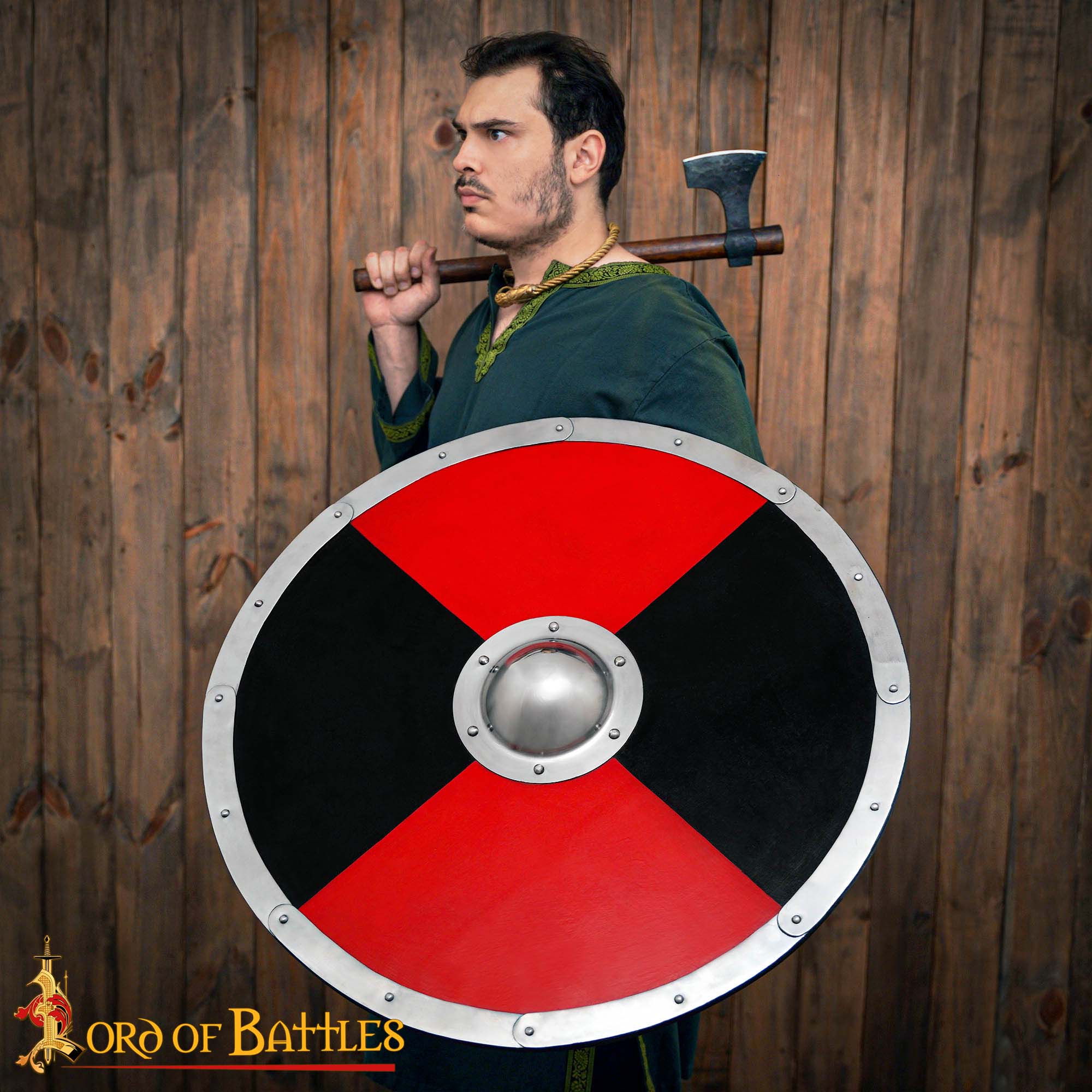 Escudo vikingo redondo de madera 30 pulgadas con umbo de acero - imagen 6