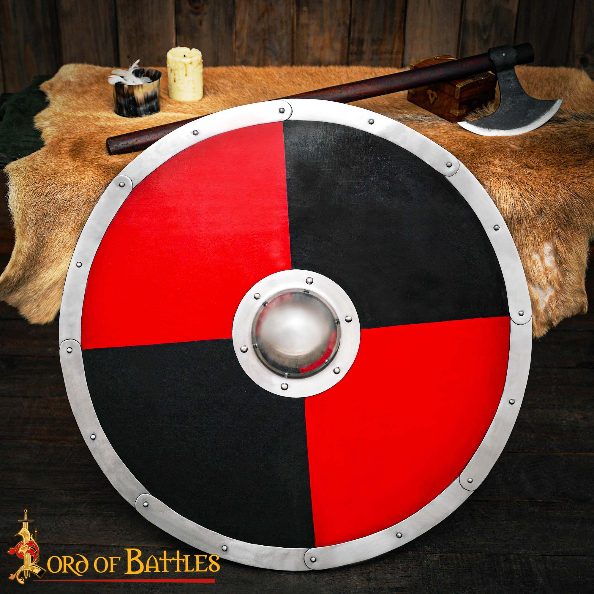 Escudo vikingo redondo de madera 30 pulgadas con umbo de acero