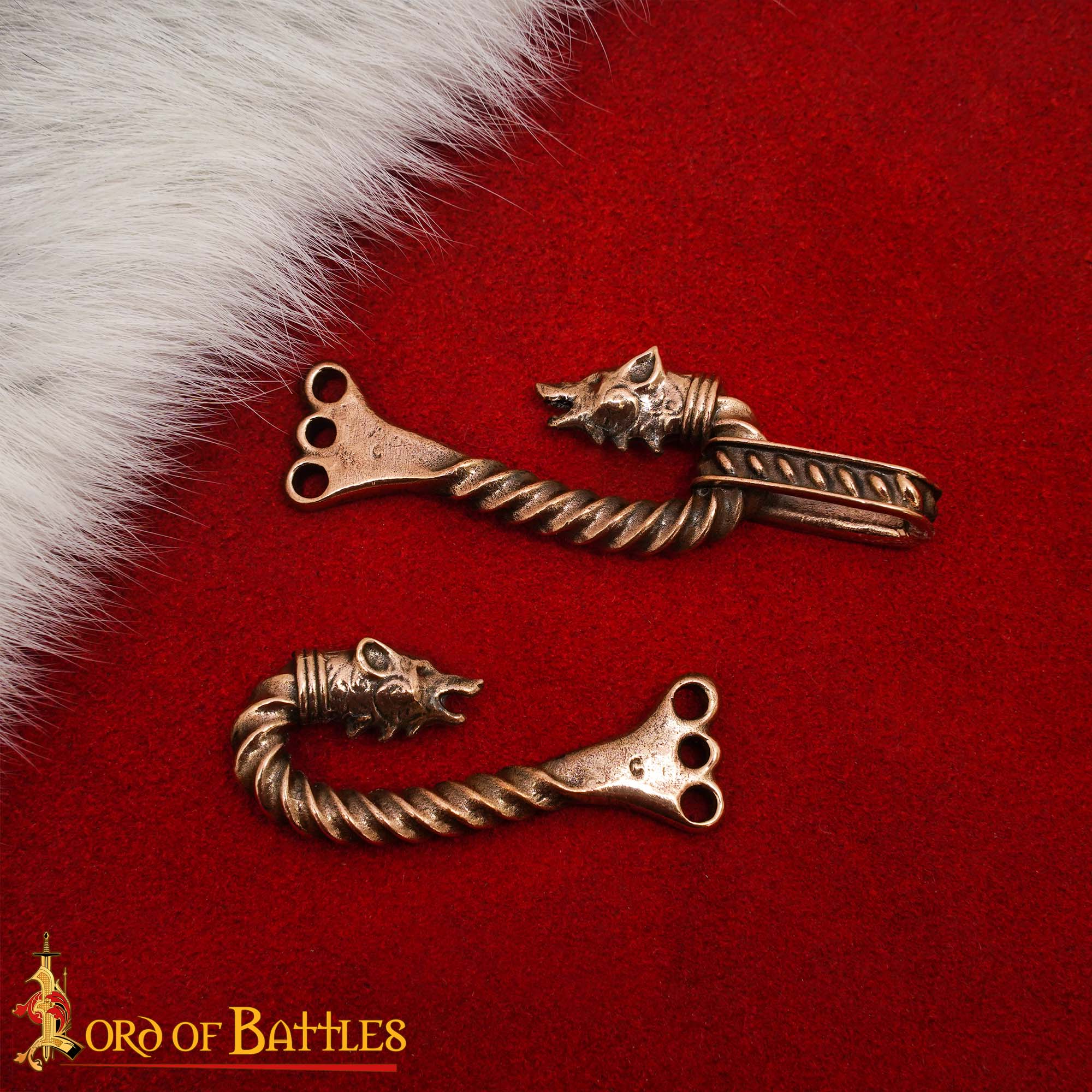 Broche vikingo de bronce para capa con cabezas de animal - cera perdida - imagen 48