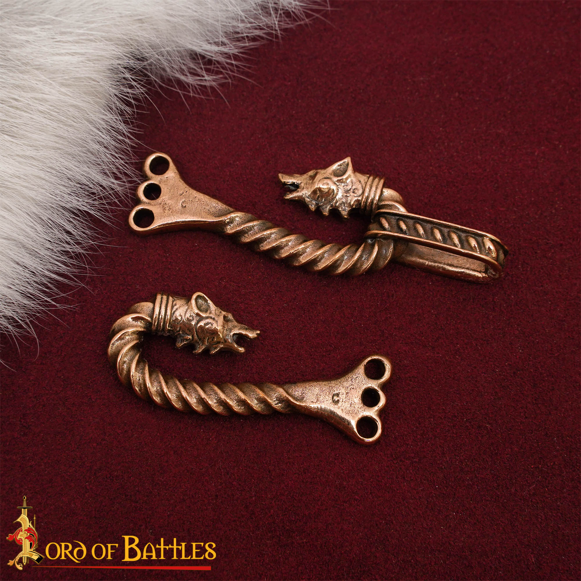 Broche vikingo de bronce para capa con cabezas de animal - cera perdida - imagen 46