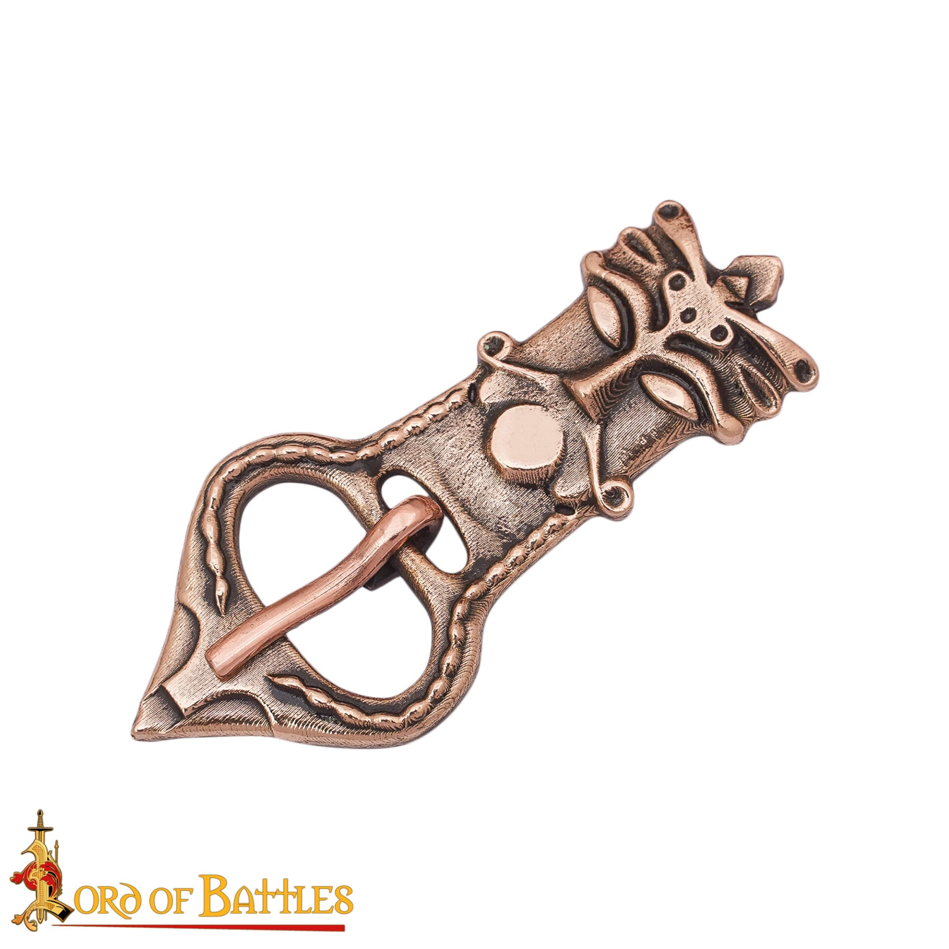 Hebilla de cinturón celta con cabeza masculina en bronce - imagen 14