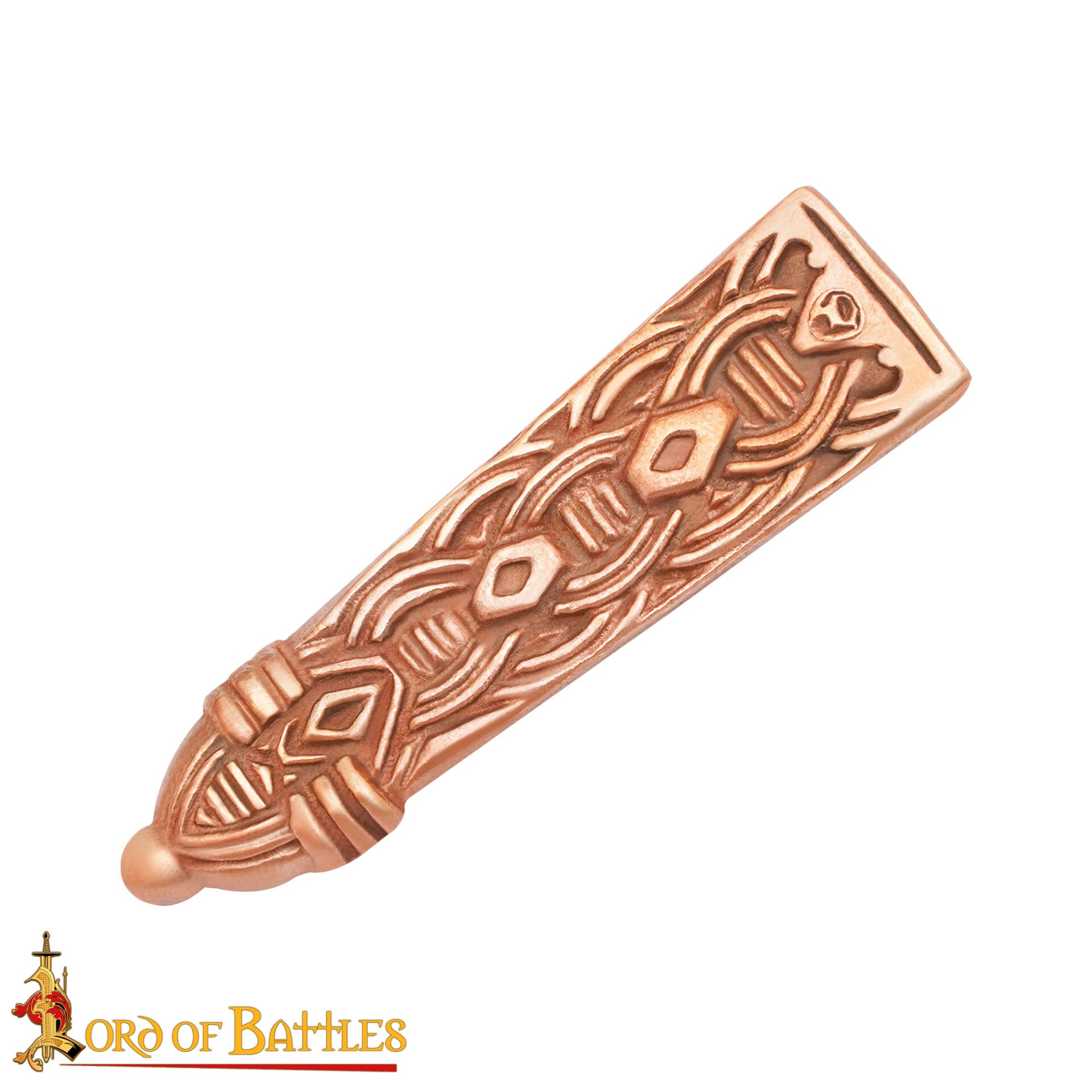 Remate de cinturón vikingo en bronce macizo con nudos (1,5 cm)