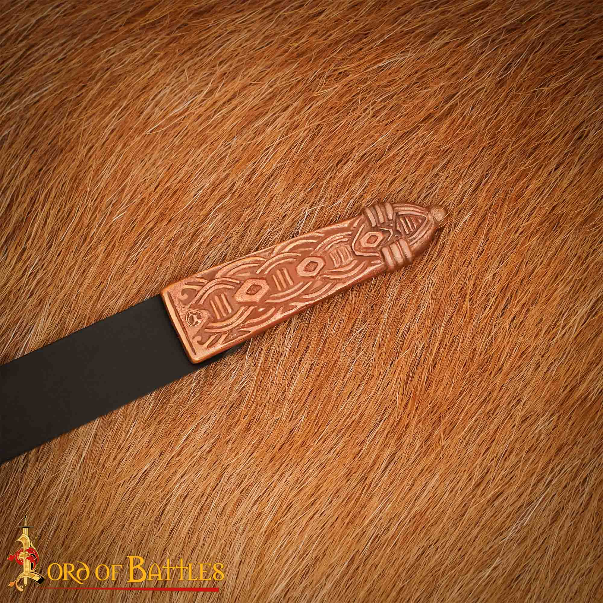 Remate de cinturón vikingo en bronce macizo con nudos (1,5 cm)