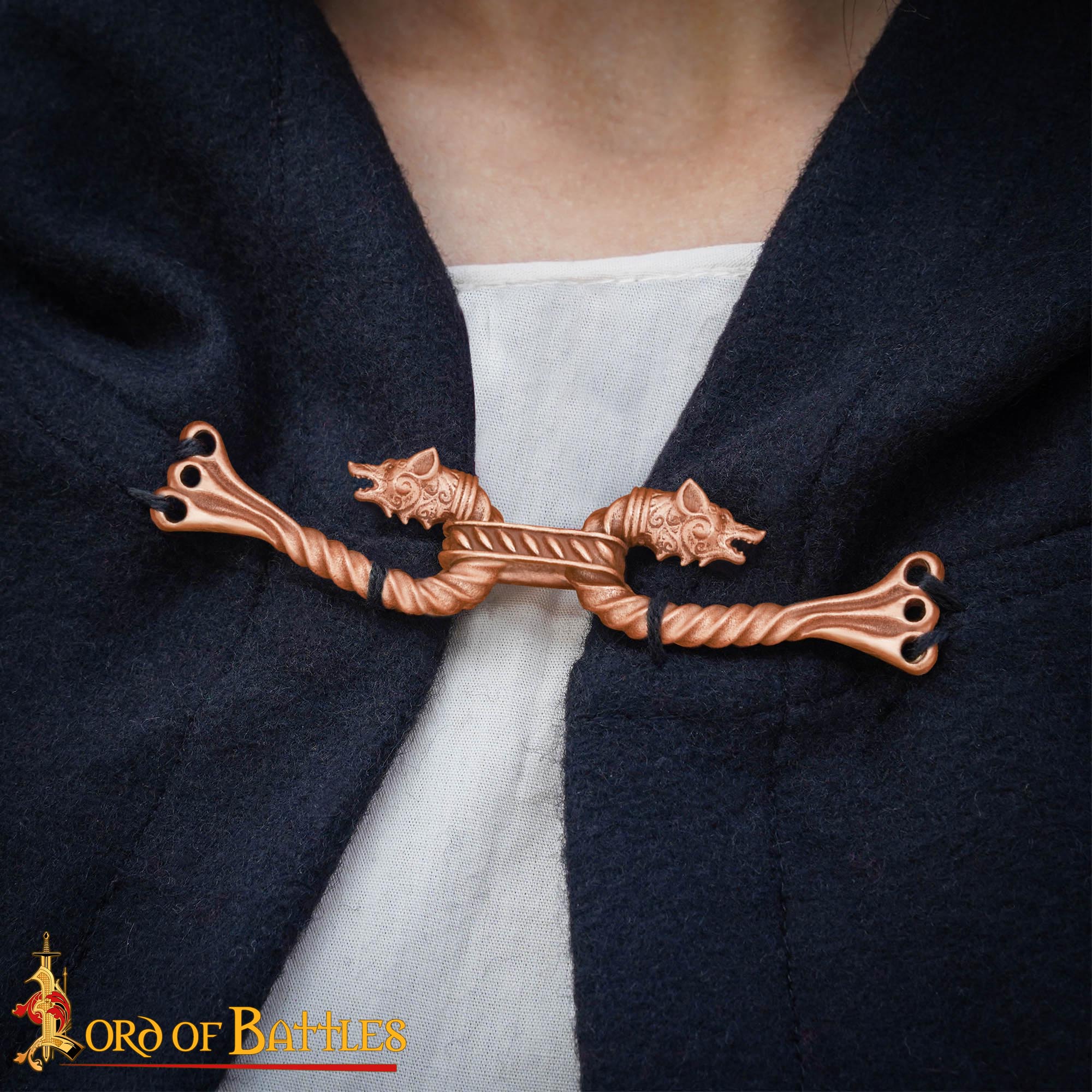 Broche vikingo de bronce para capa con cabezas de animal - cera perdida - imagen 32