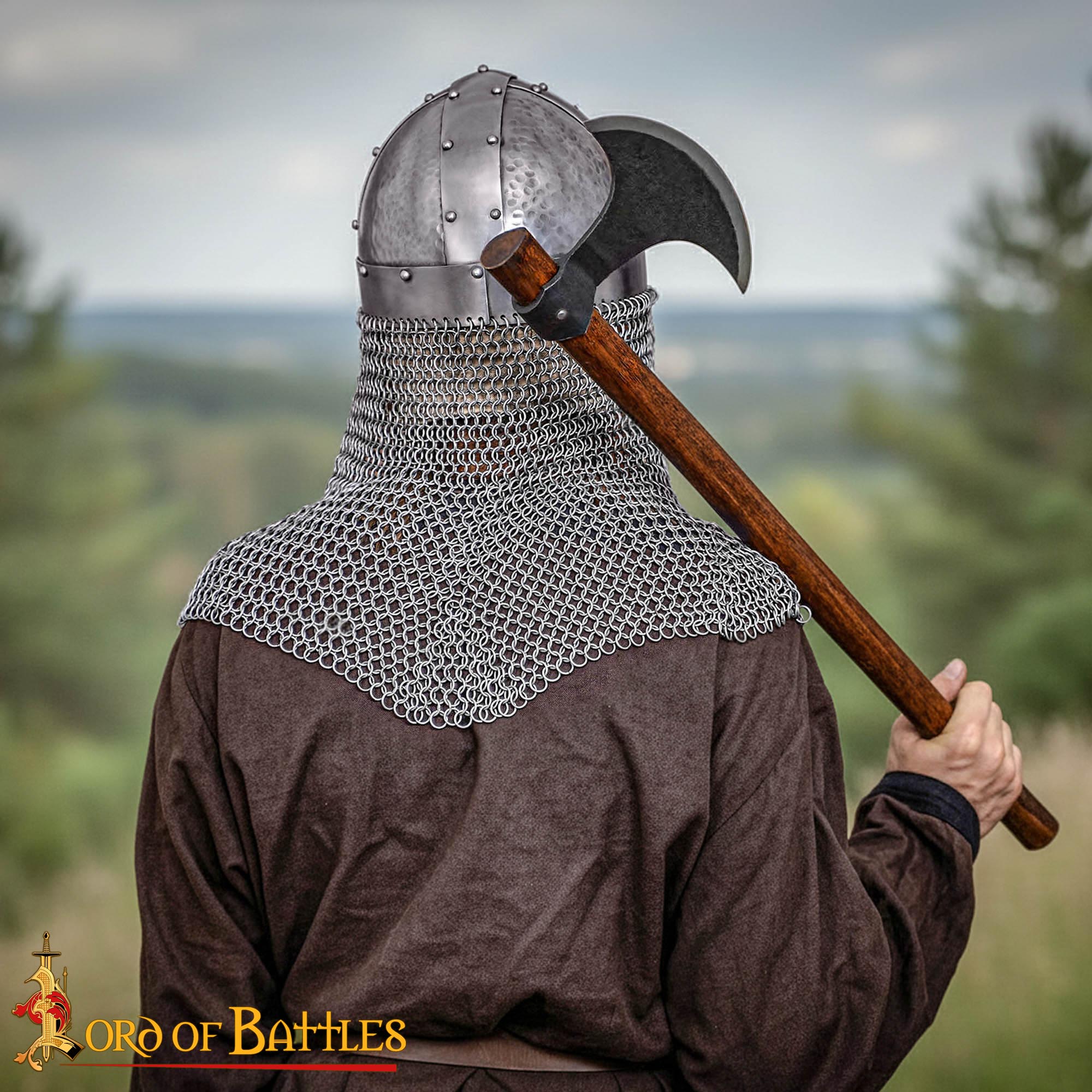 Casco de Gafas Vikingo con Coraza de Cota de Malla con Forro de Cuero - Imagen 2