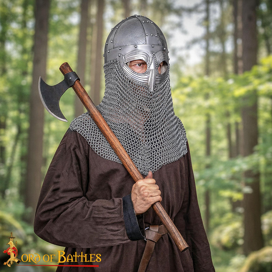 Casco de Gafas Vikingo - Malla en Acero y Cuero