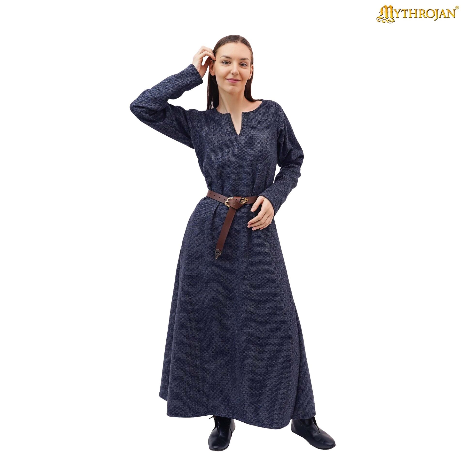 Vestido vikingo Astrid en sarga diamante, 80% lana - imagen 4