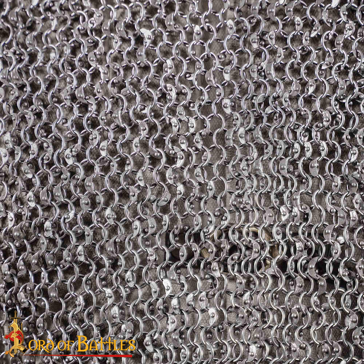 Haubergeon (cota de malla) mangas medias, anillas 8 mm remachadas, acero 18 gauge - imagen 13