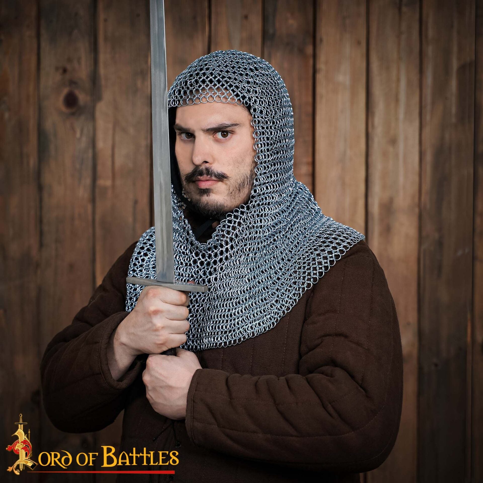 Capucha de malla medieval 10 mm — acero 16 gauge para LARP y cosplay - Zp