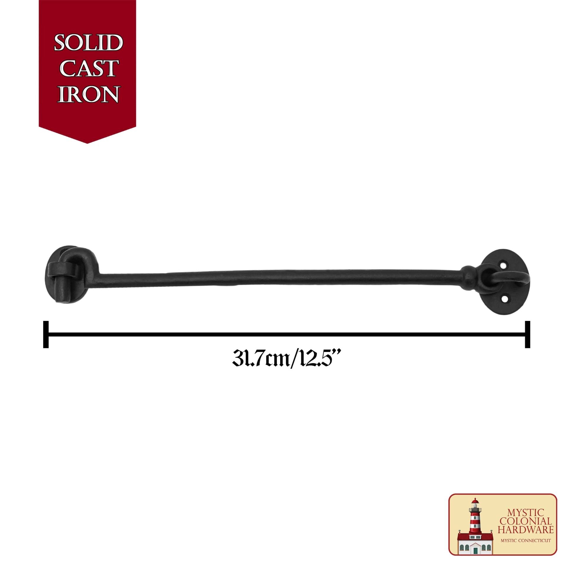 Imagen única de: Hierro Forjado Negro Cabina Gancho Ojo 12.5" Largo Grande Decorativo Privacidad Gancho Pestillos para Armario Ventana Cocina Puertas Corredizas o de Granero