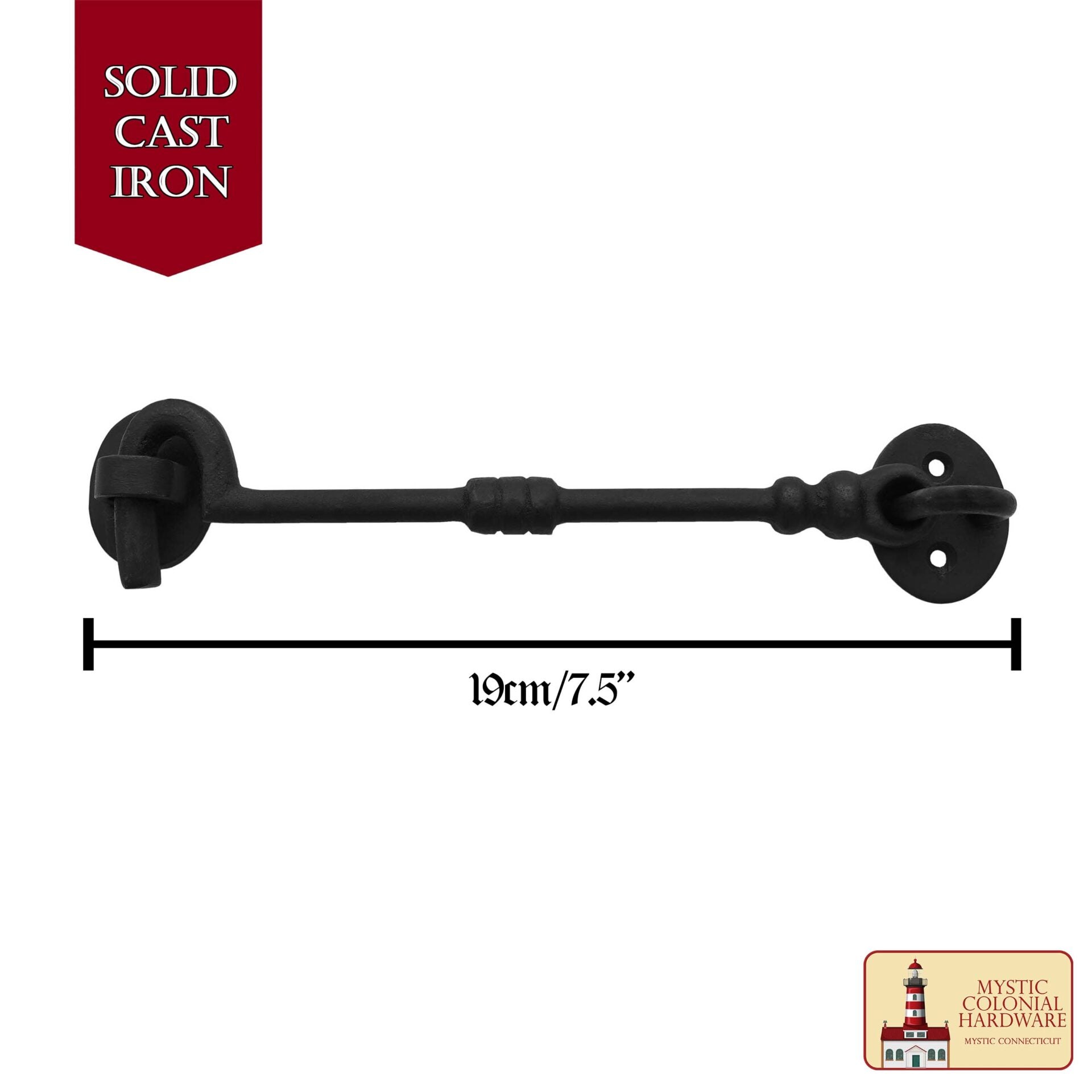 Imagen única de: Hierro Forjado Negro Cabina Gancho Ojo 7.5" Largo Grande Decorativo Privacidad Gancho Pestillos para Armario Ventana Cocina Puertas Corredizas o de Granero : Paquete de 2