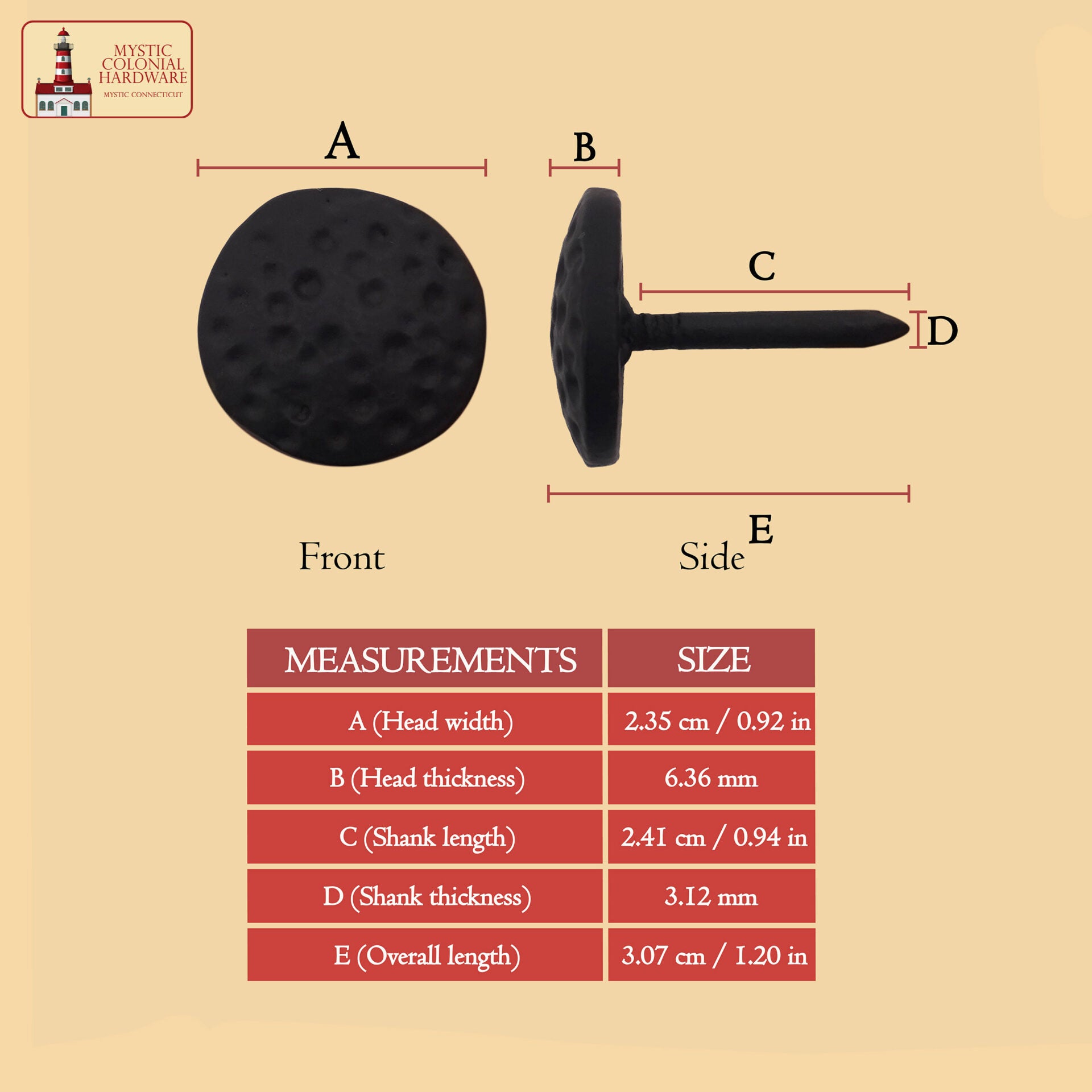 Clavos decorativos largos de hierro forjado, acabado ennegrecido al aceite - imagen 3